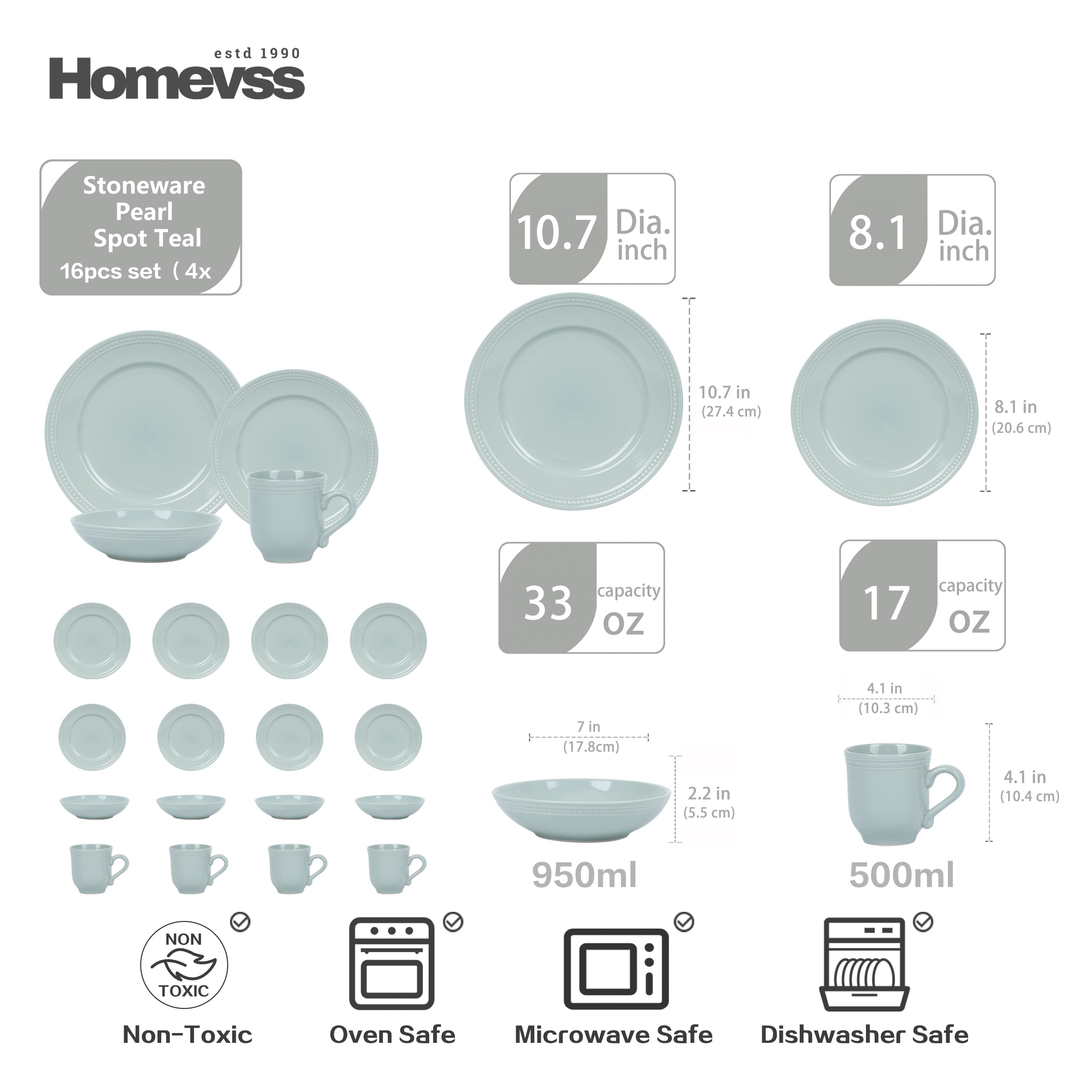 Pearl Dots Stoneware Dinnerware Set