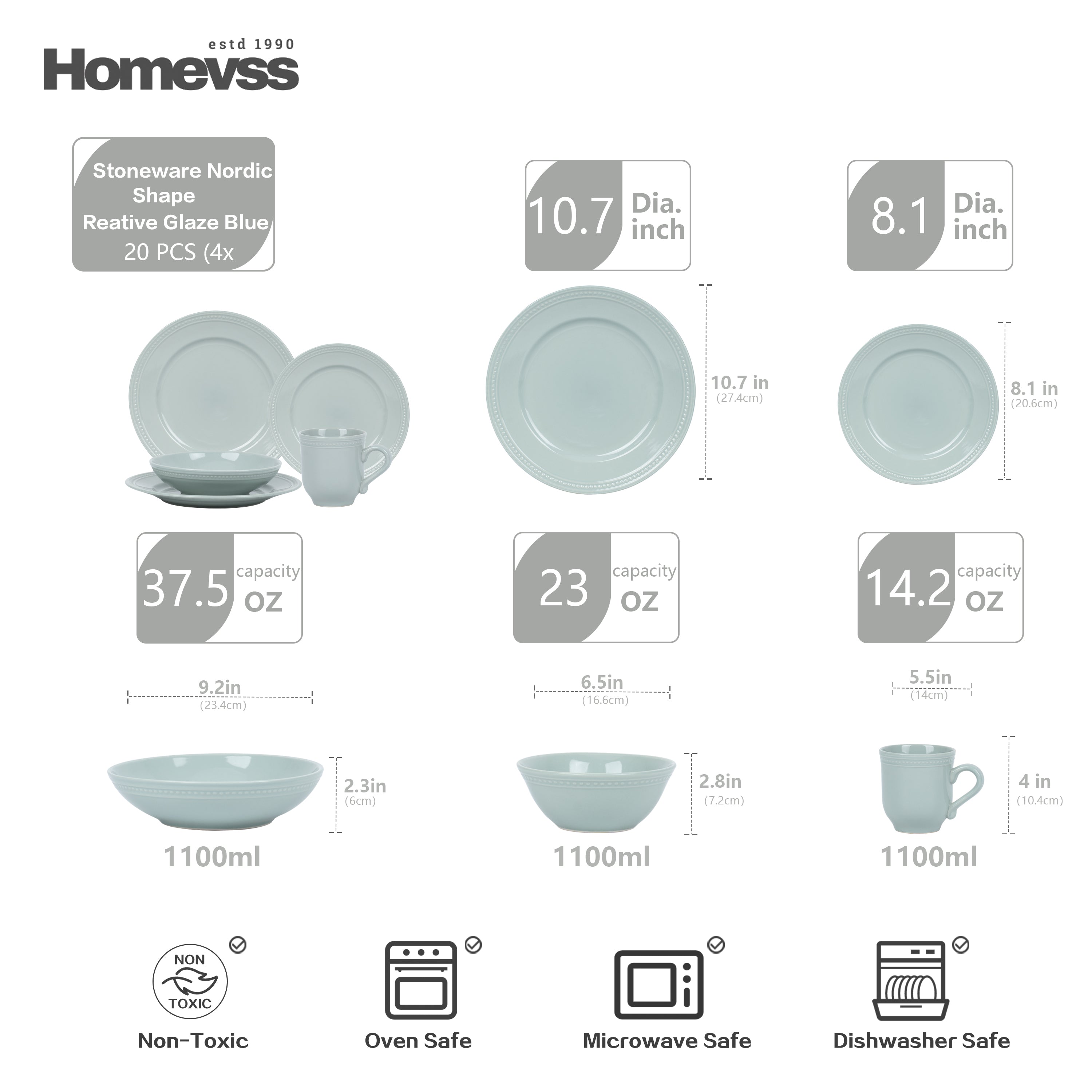 Pearl Dots Stoneware Dinnerware Set