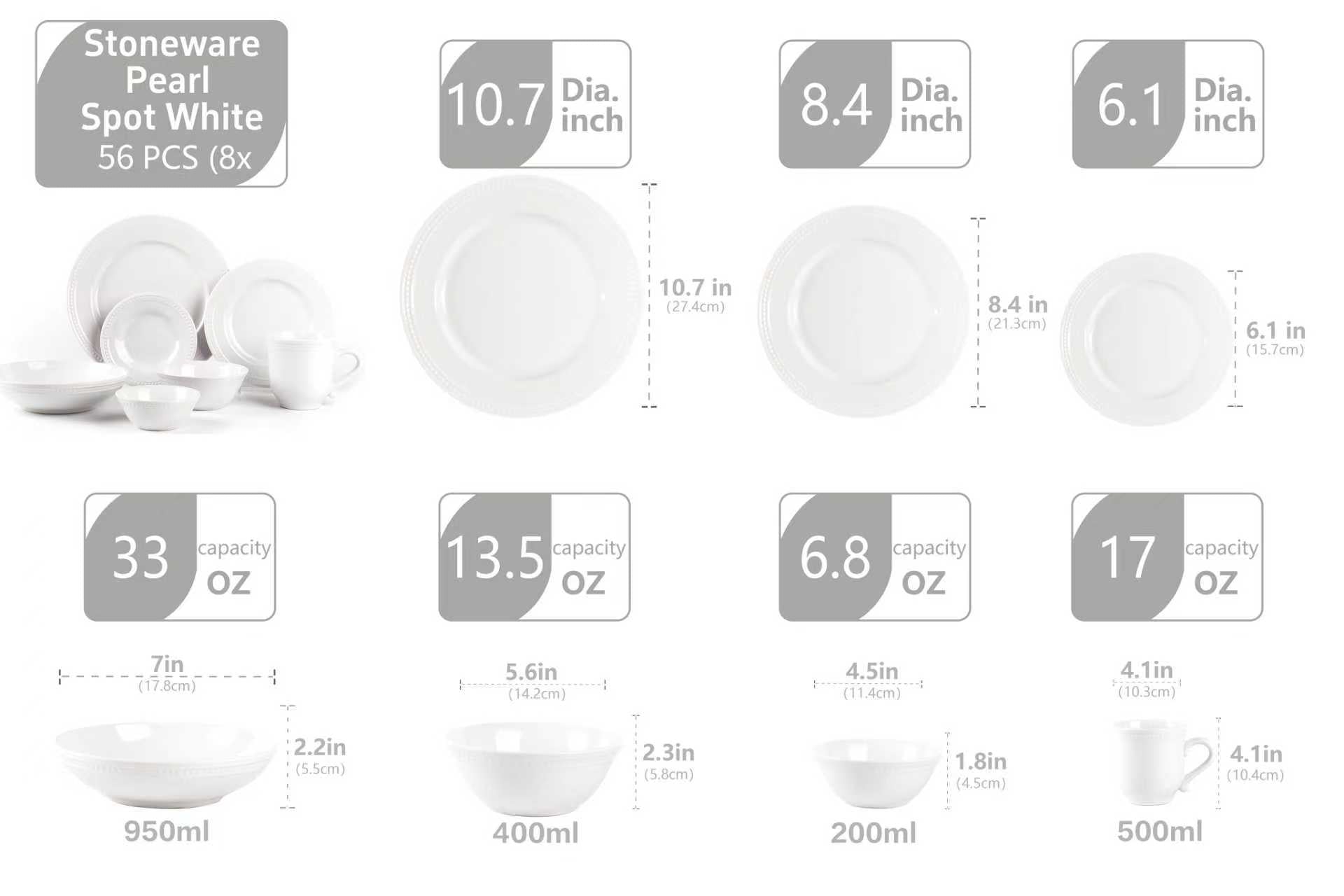 Pearl Dots Stoneware Dinnerware Set