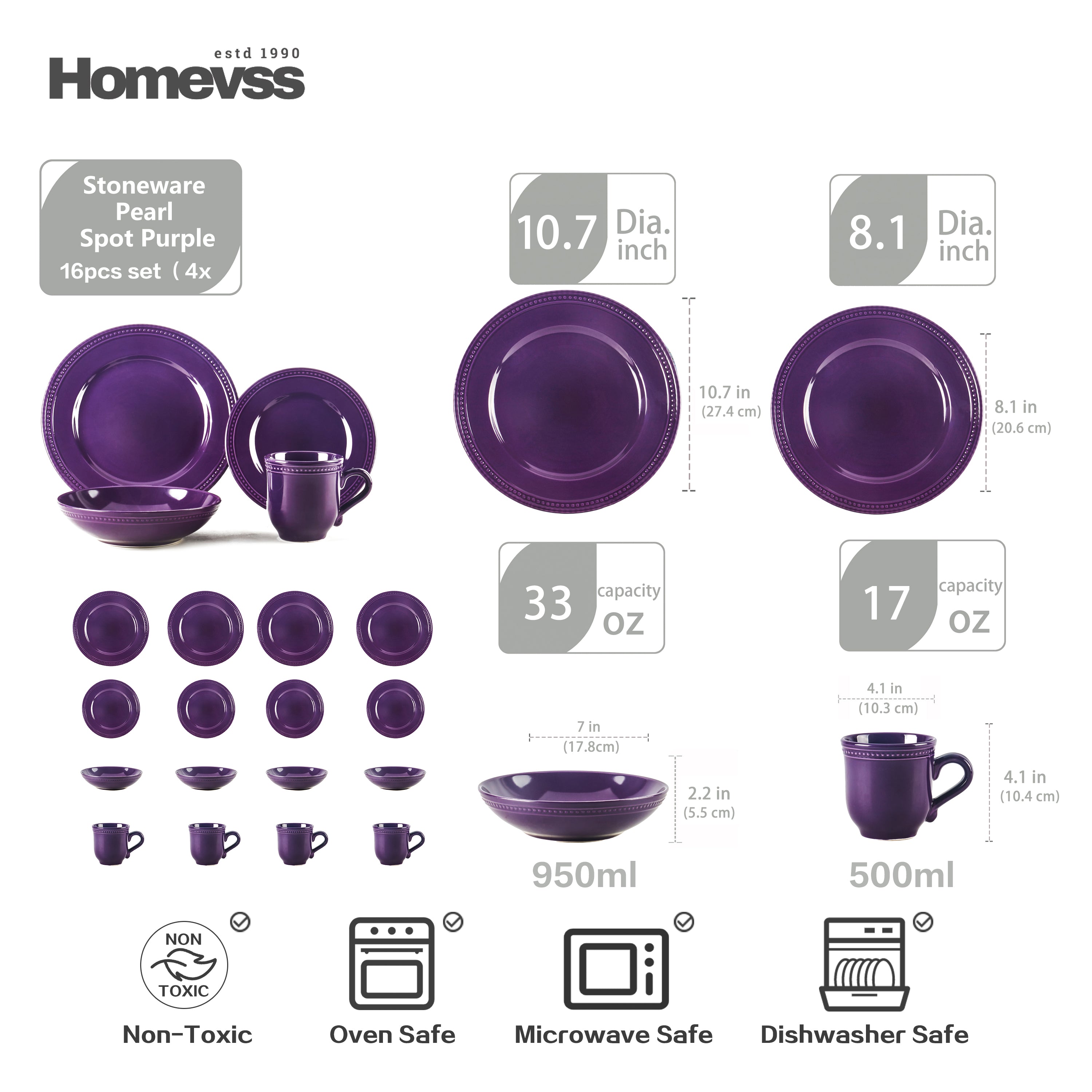 Pearl Dots Stoneware Dinnerware Set