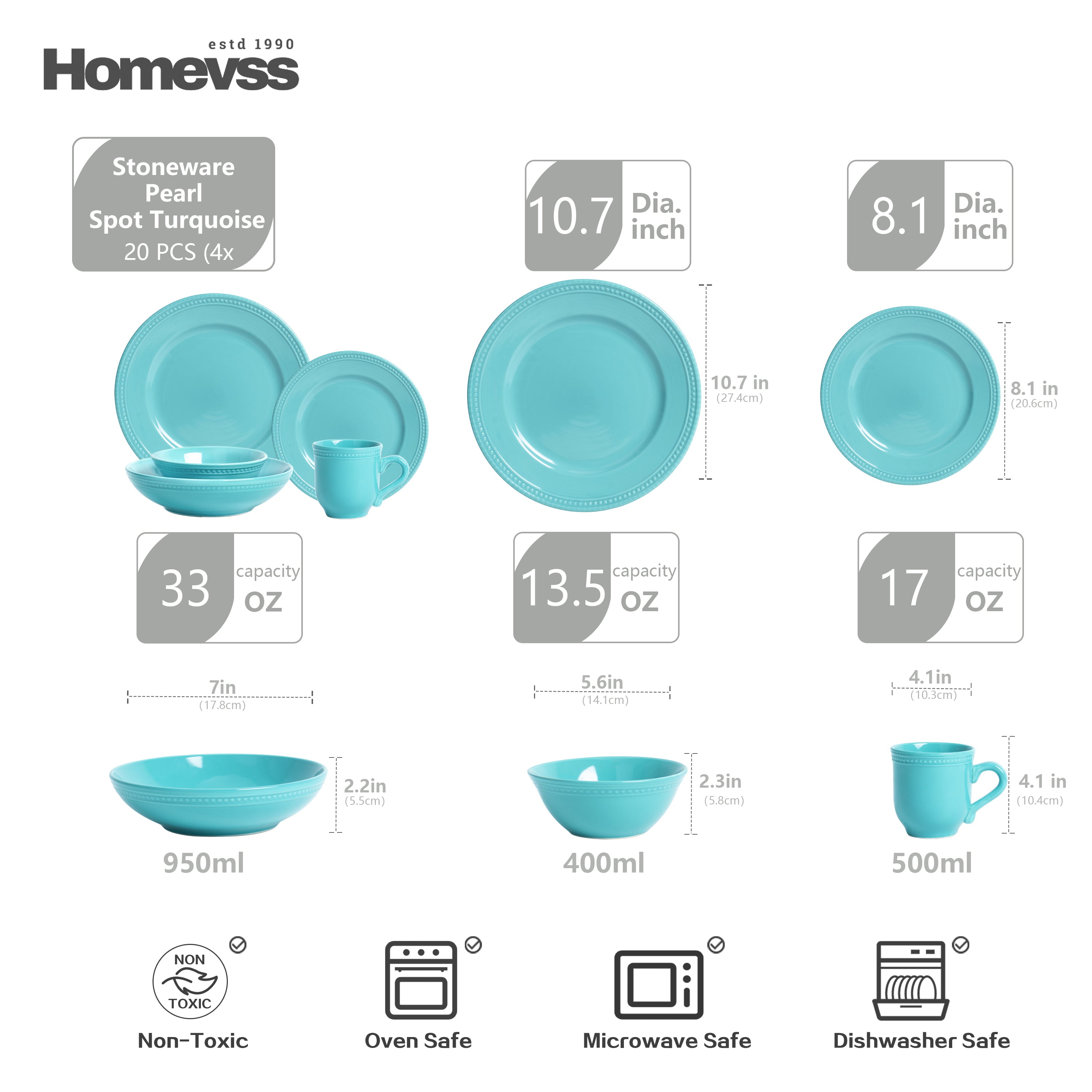 Pearl Dots Stoneware Dinnerware Set