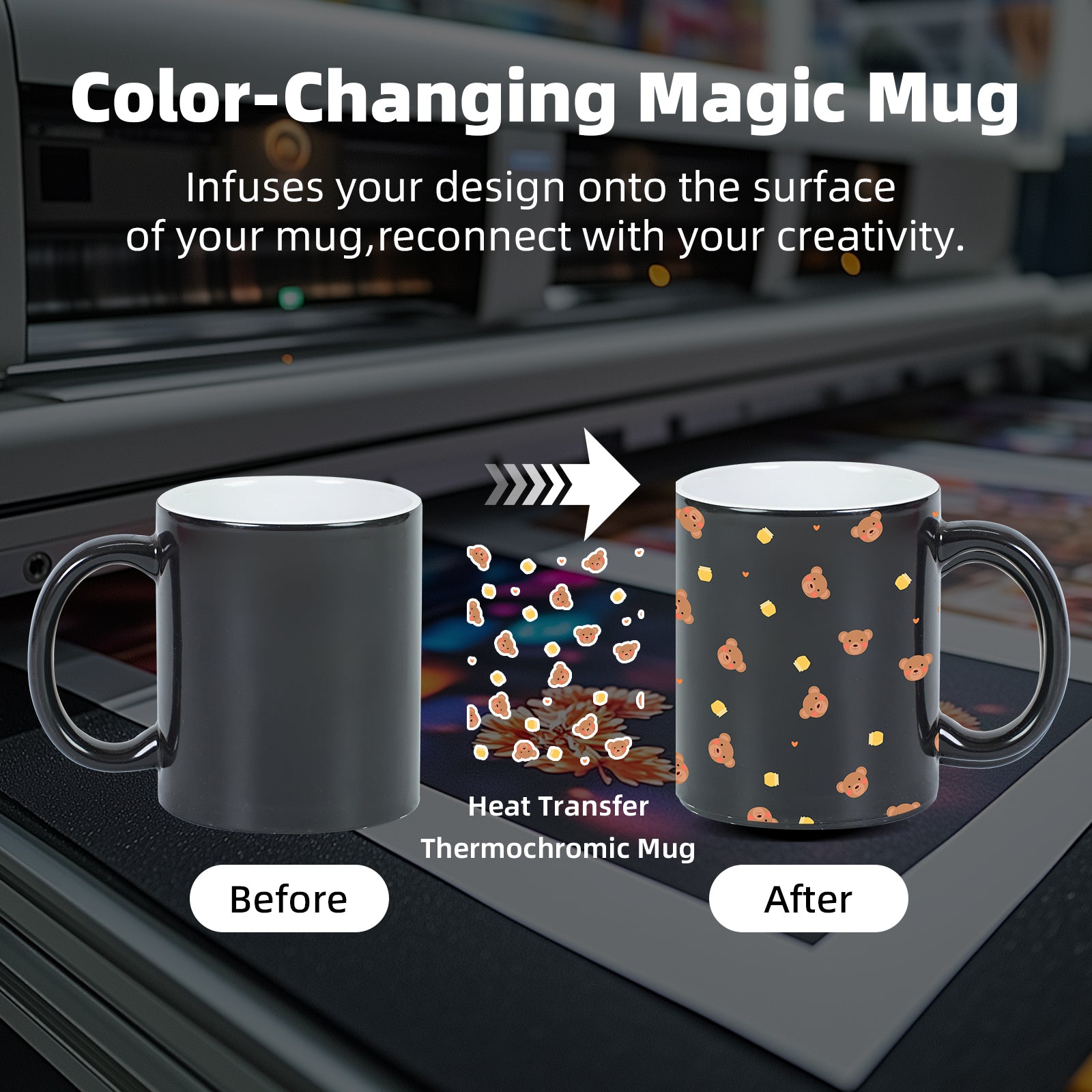 11oz Color Changing Sublimation Mug Blanks, in white gift box