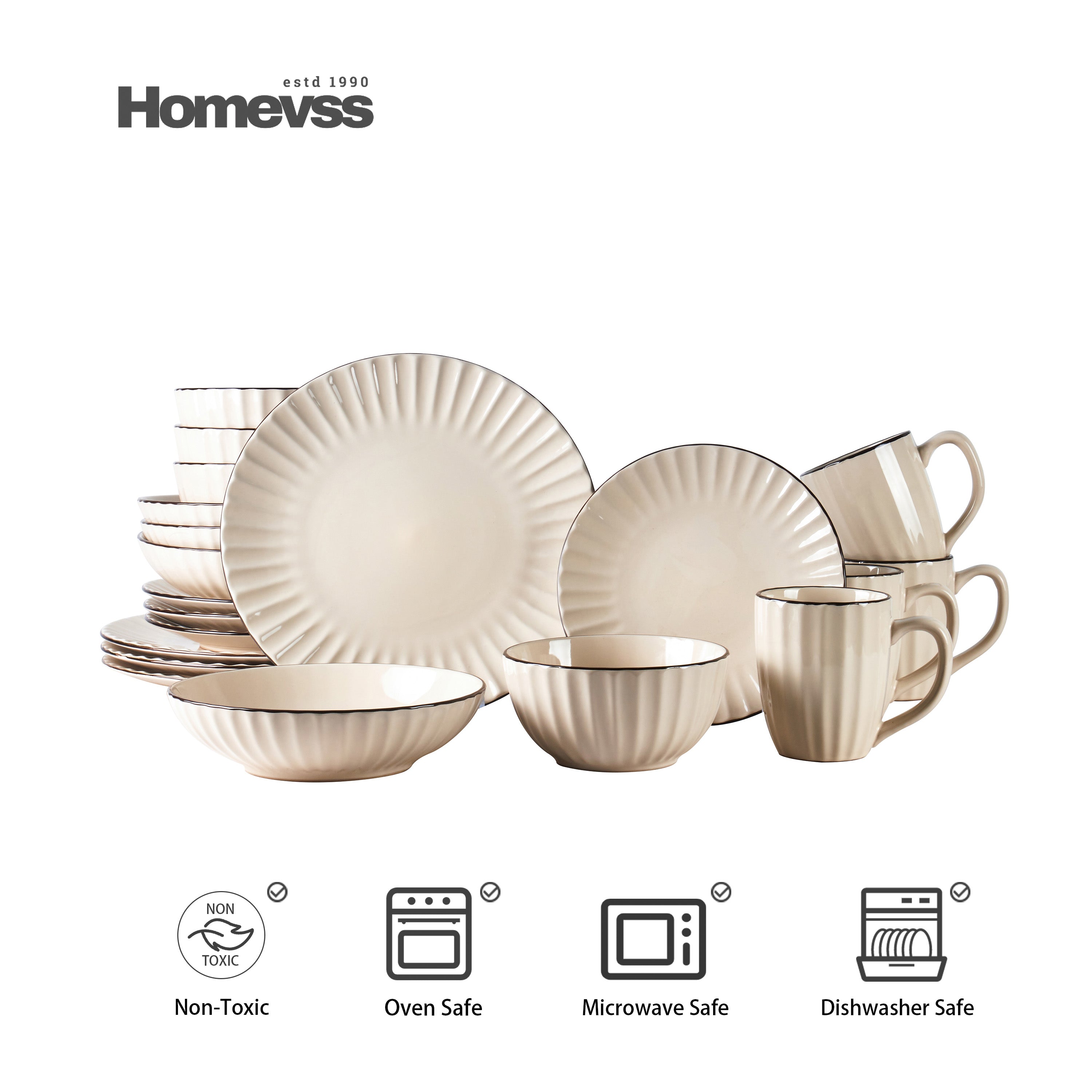 Osita Strip Stoneware Dinnerware Set