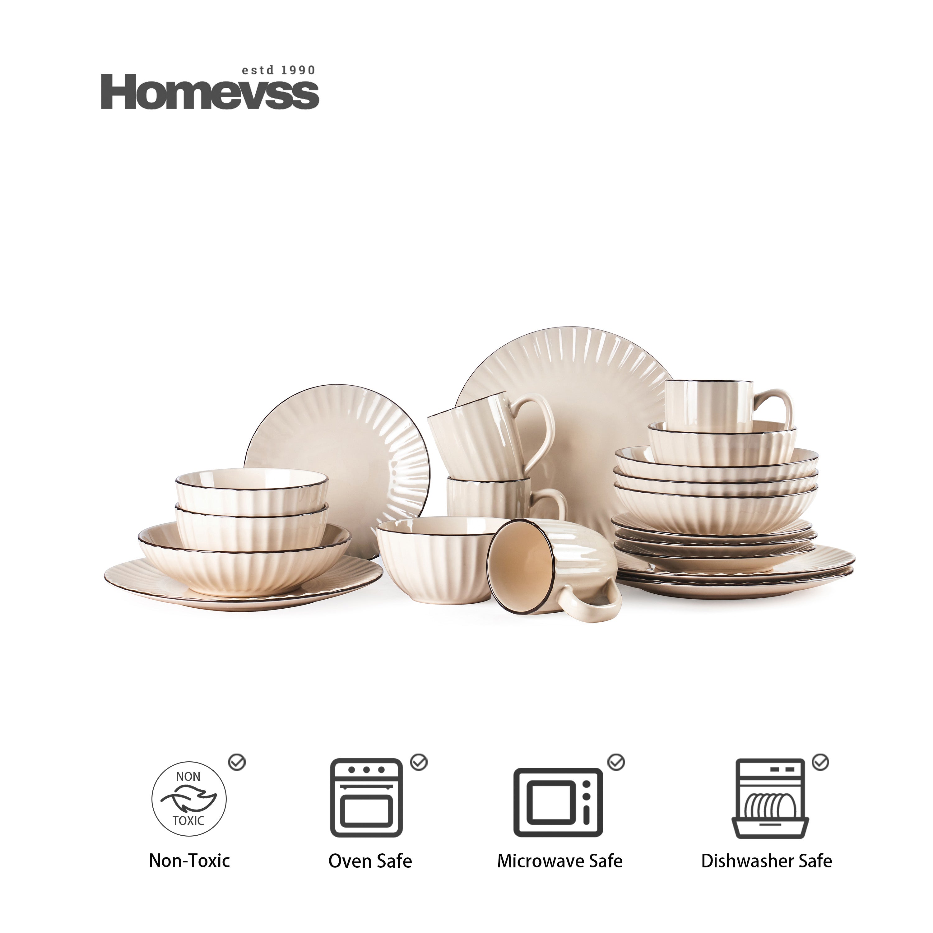 Osita Strip Stoneware Dinnerware Set