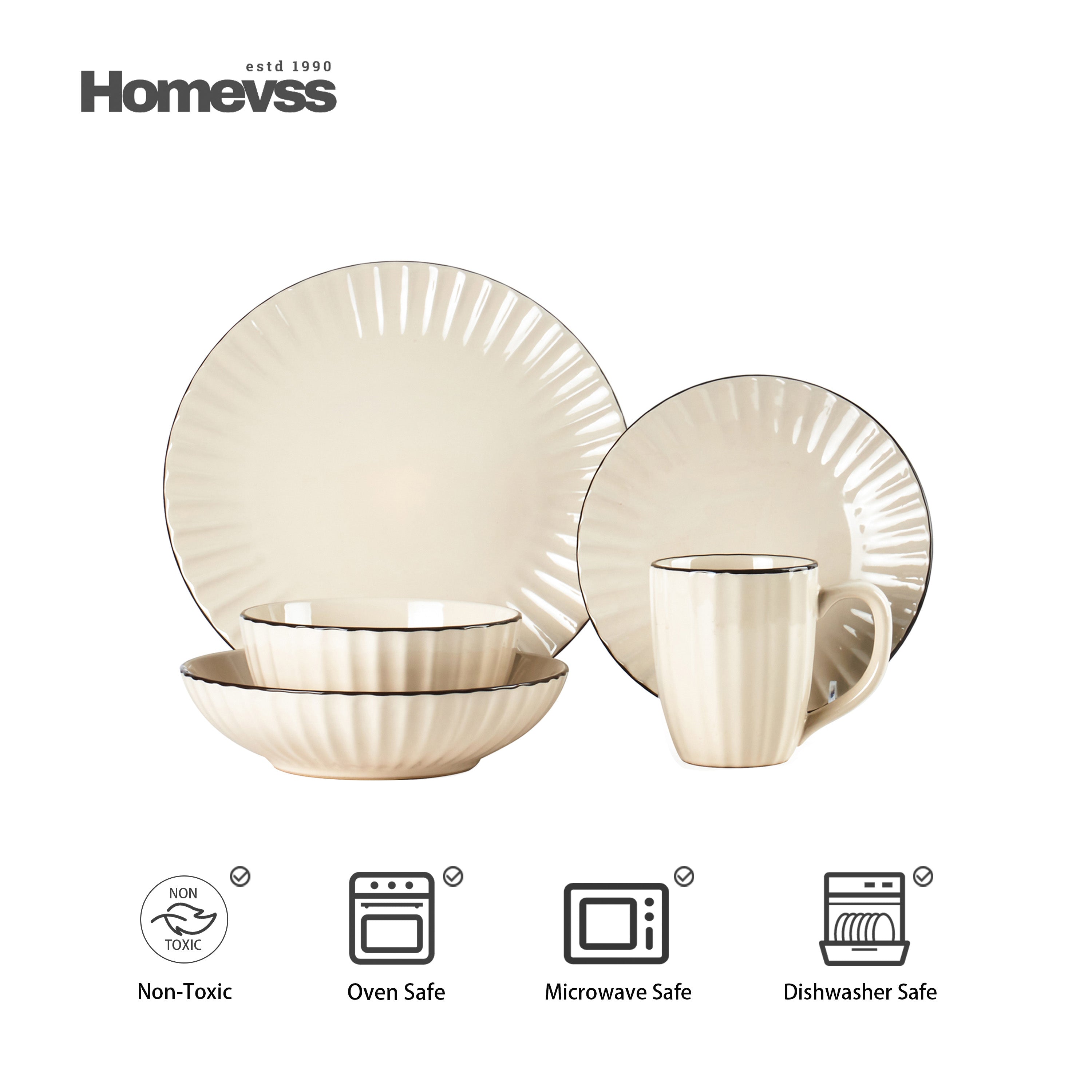 Osita Strip Stoneware Dinnerware Set