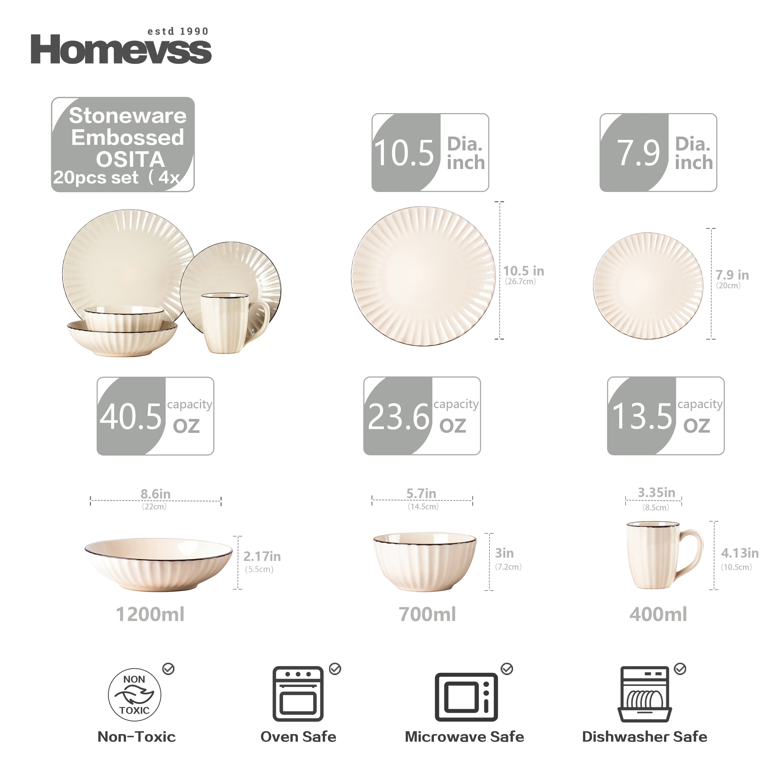 Osita Strip Stoneware Dinnerware Set