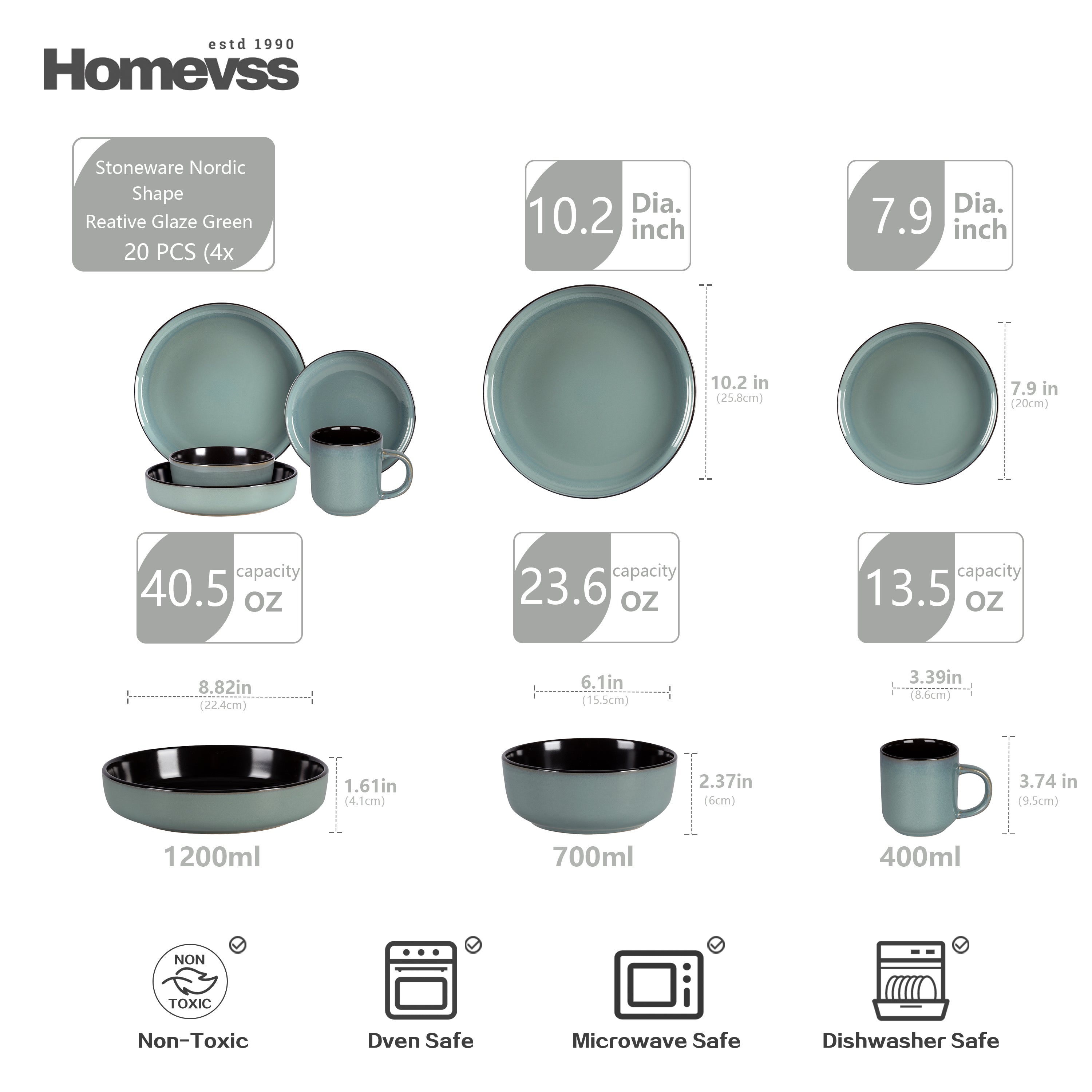 🎃Halloween-Ready🎃 Euro-Nordic Stoneware Dinnerware Set, Reactive Glaze