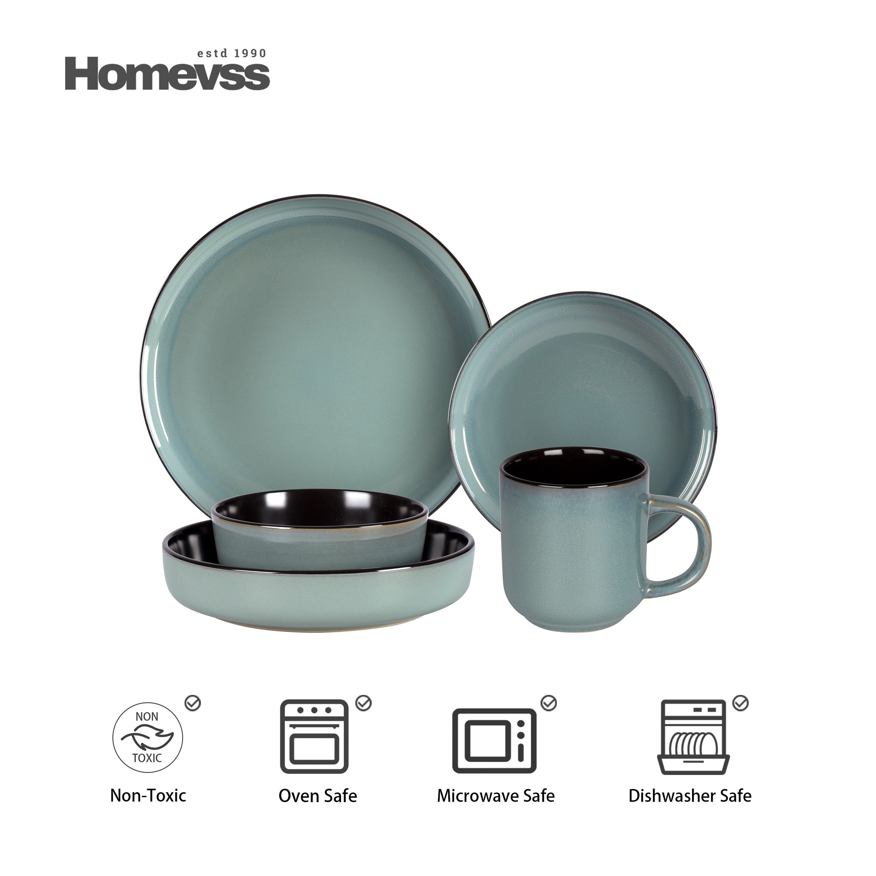 Euro-Nordic Stoneware Dinnerware Set, Reactive-Glaze,HW