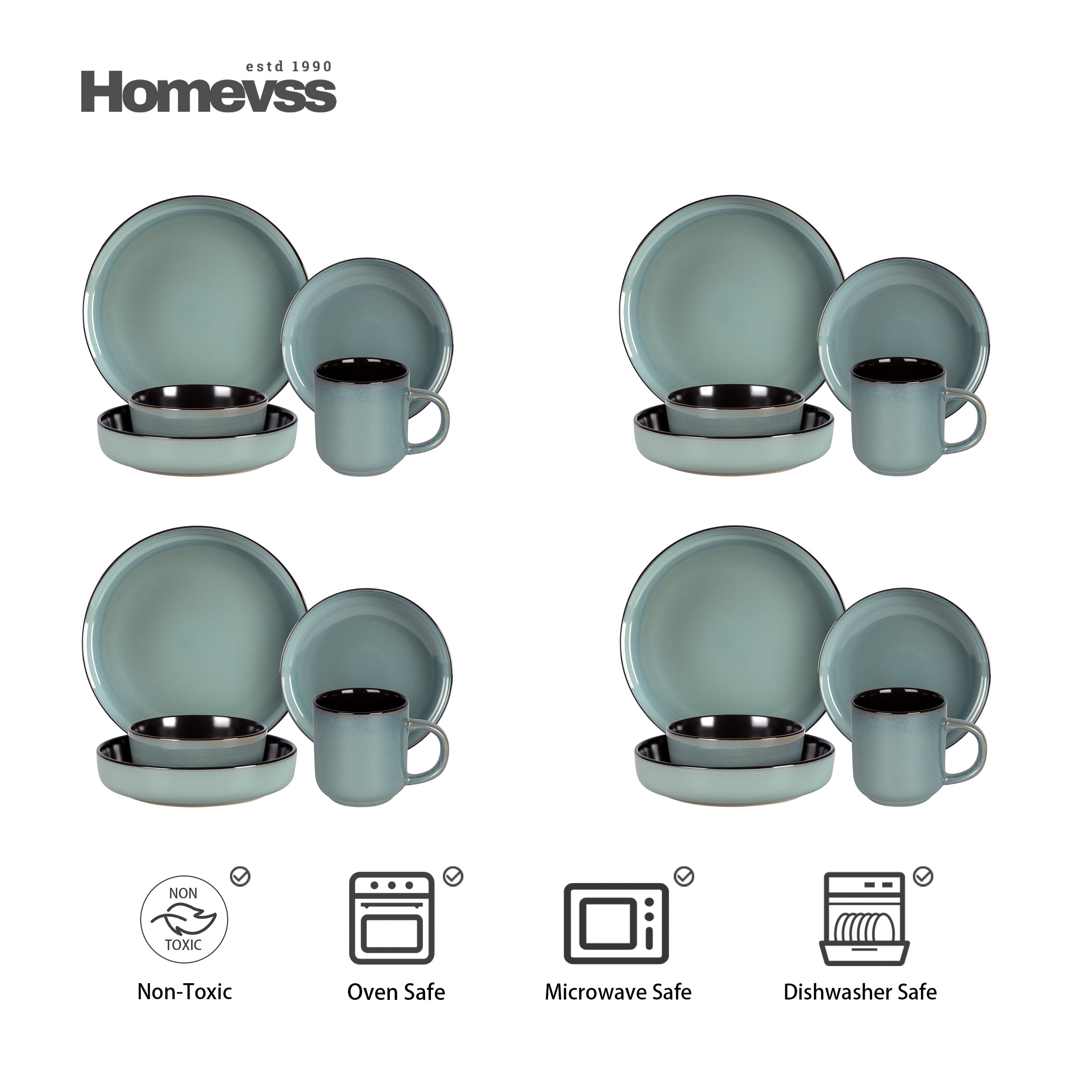 Euro-Nordic Stoneware Dinnerware Set, Reactive-Glaze,HW