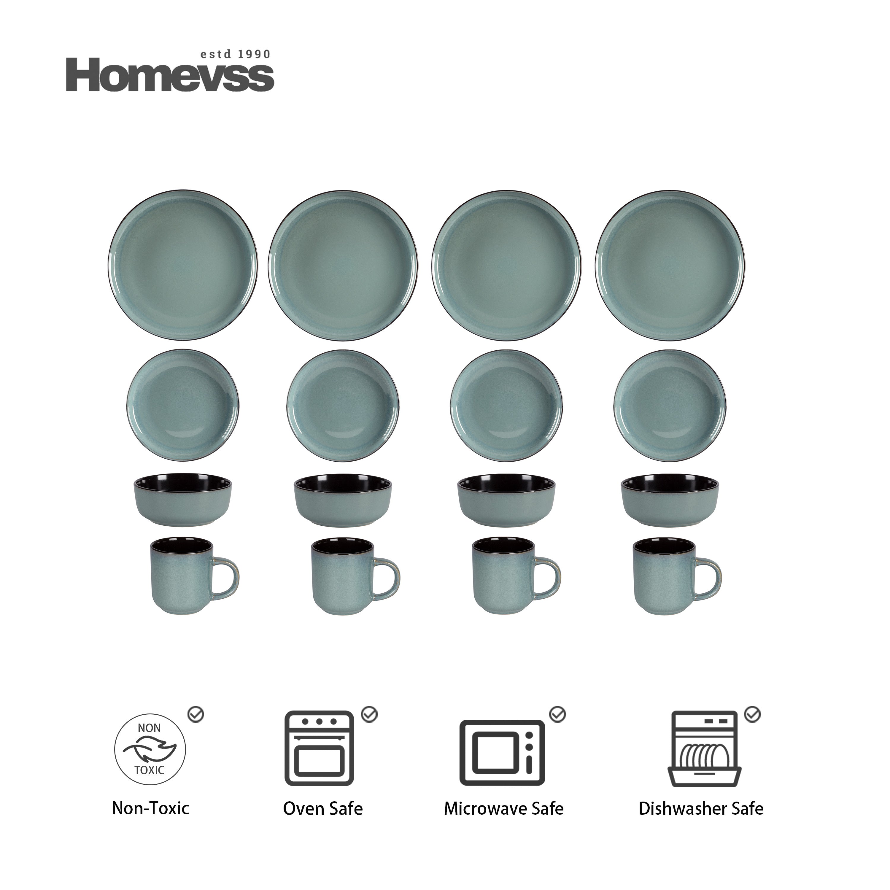 Euro-Nordic Stoneware Dinnerware Set, Reactive-Glaze,HW