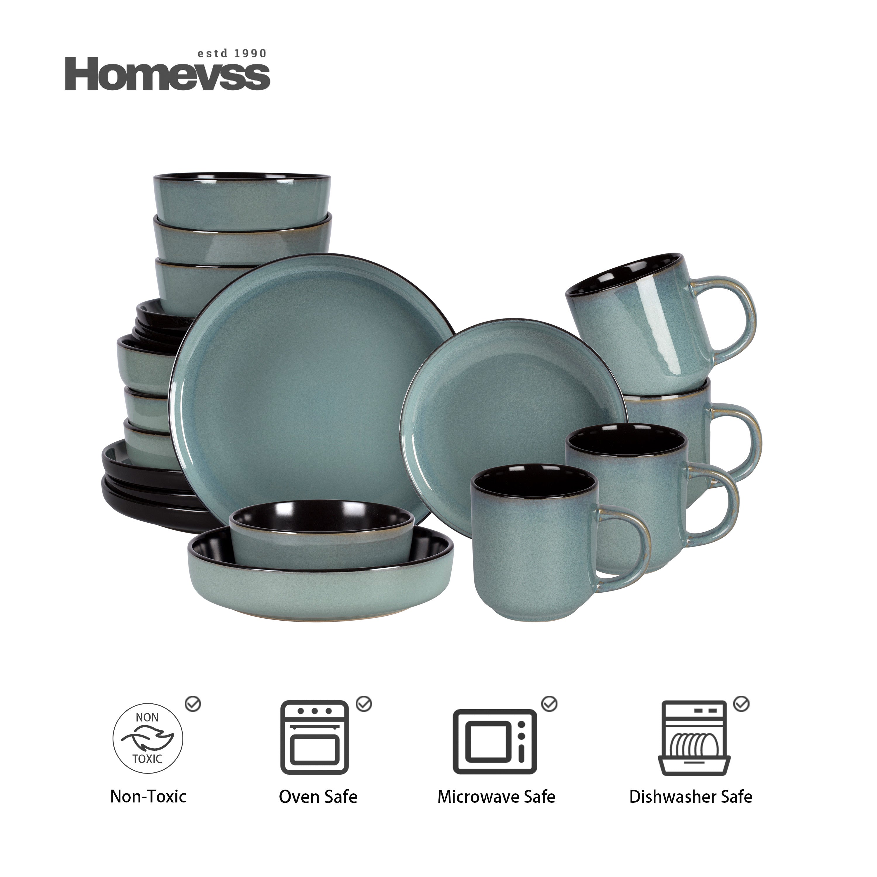 Euro-Nordic Stoneware Dinnerware Set, Reactive-Glaze,HW