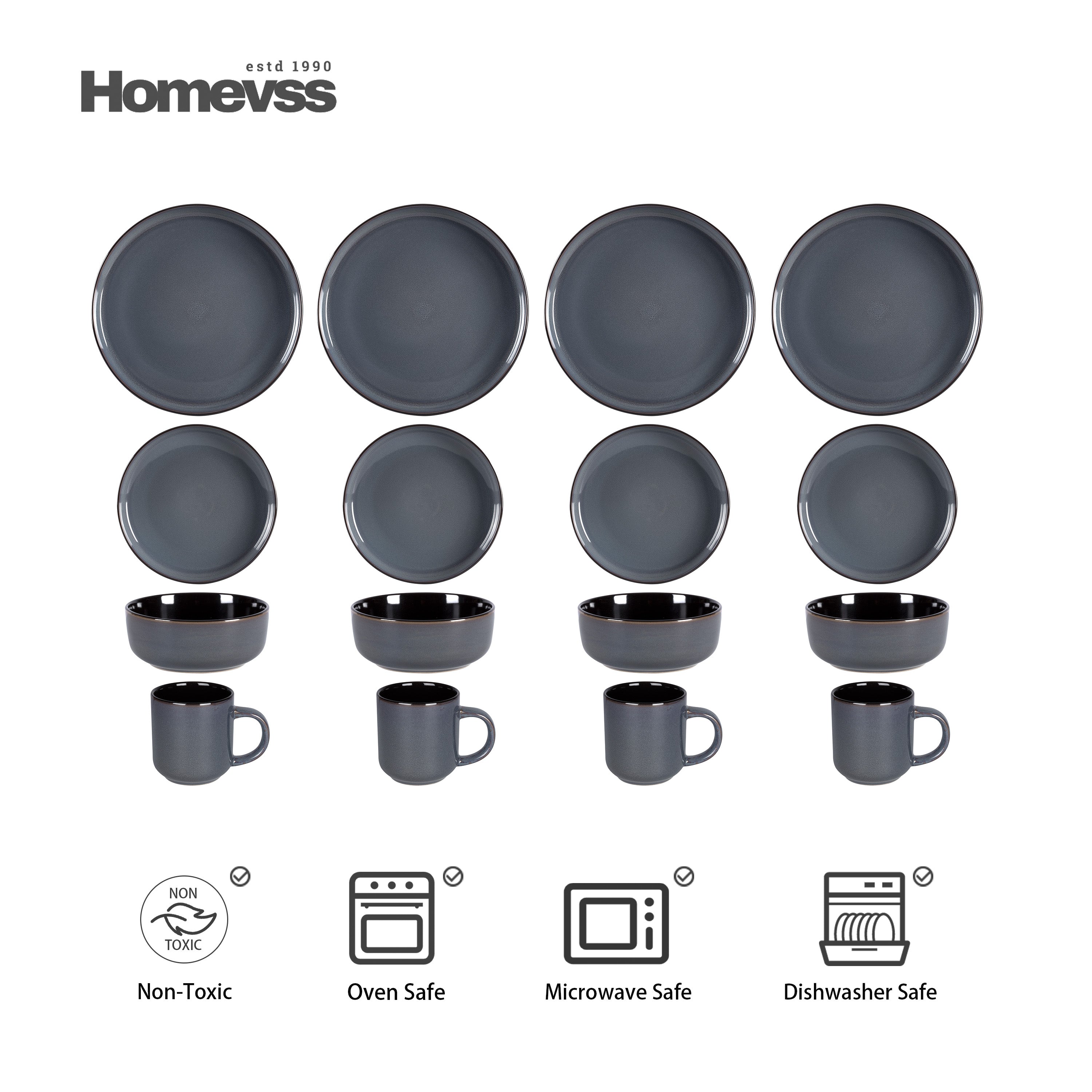 Euro-Nordic Stoneware Dinnerware Set, Reactive-Glaze,HW