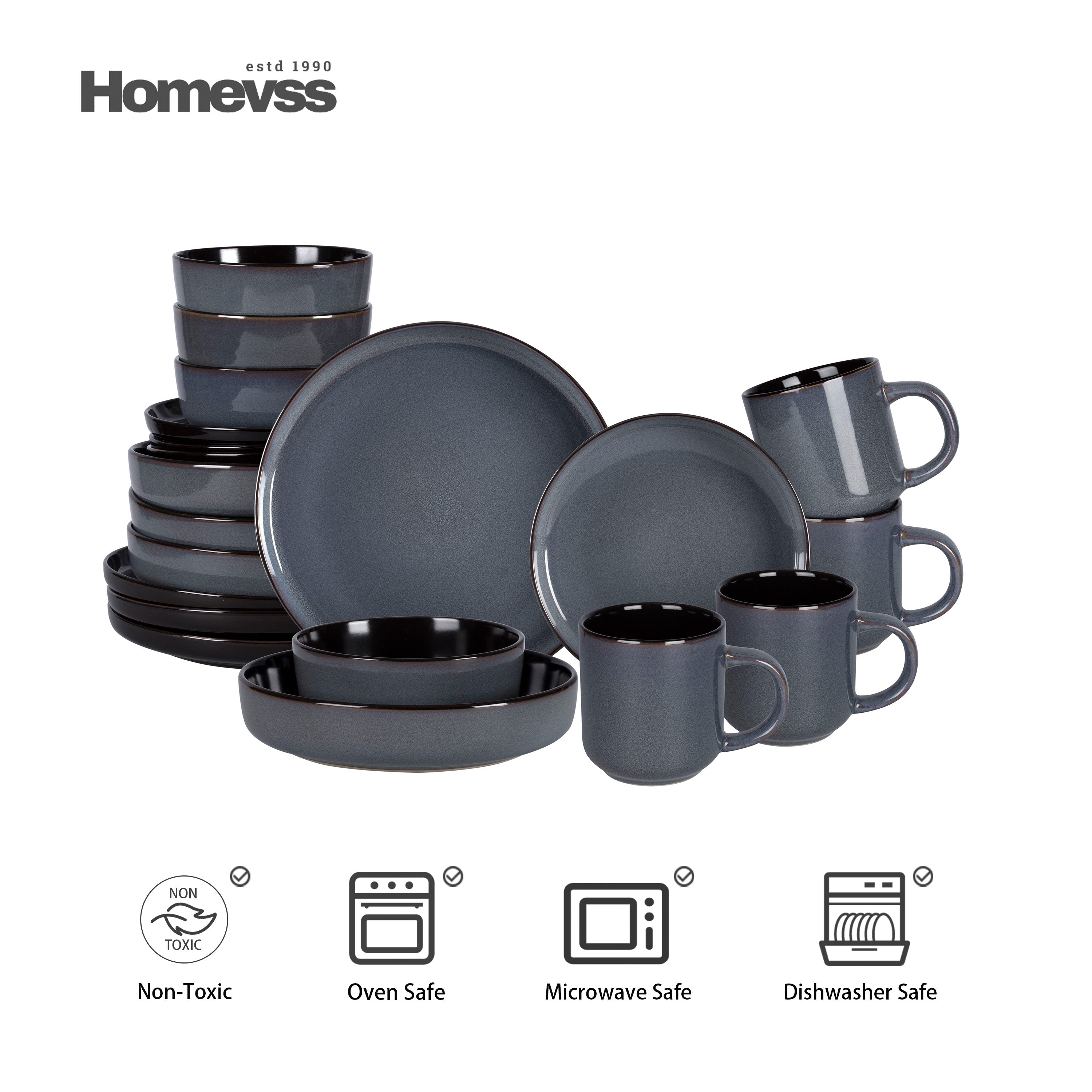 Euro-Nordic Stoneware Dinnerware Set, Reactive-Glaze,HW