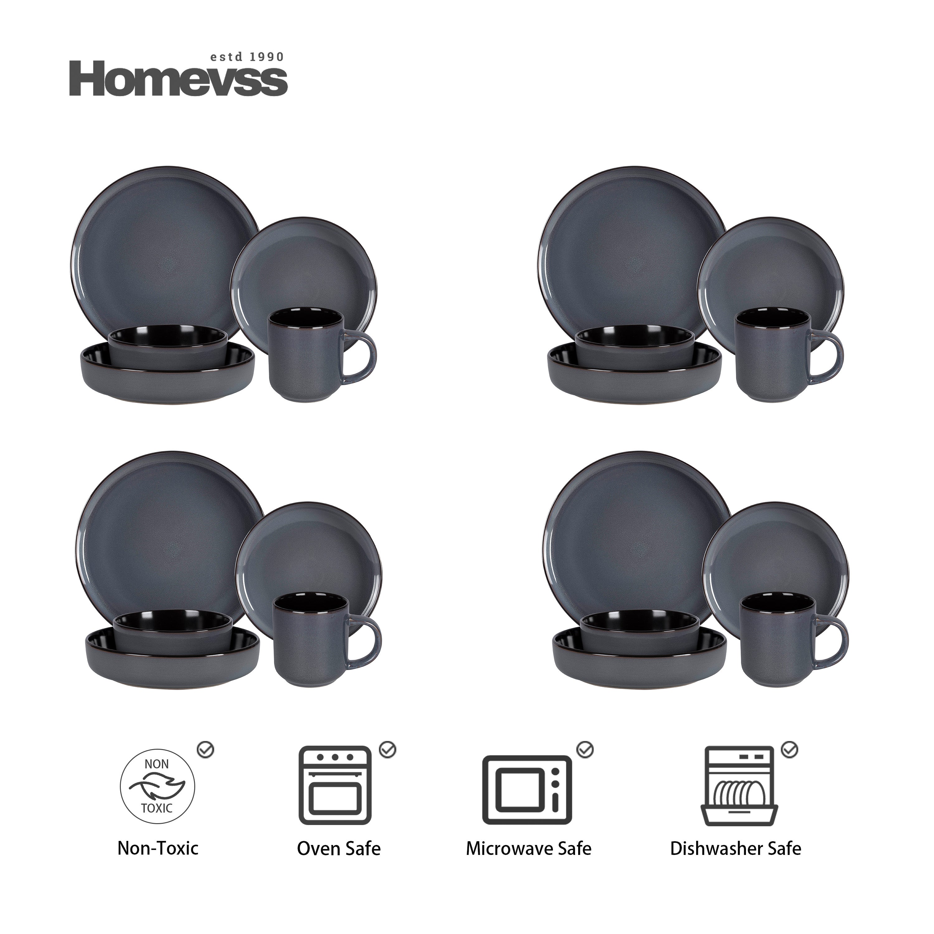 Euro-Nordic Stoneware Dinnerware Set, Reactive-Glaze,HW