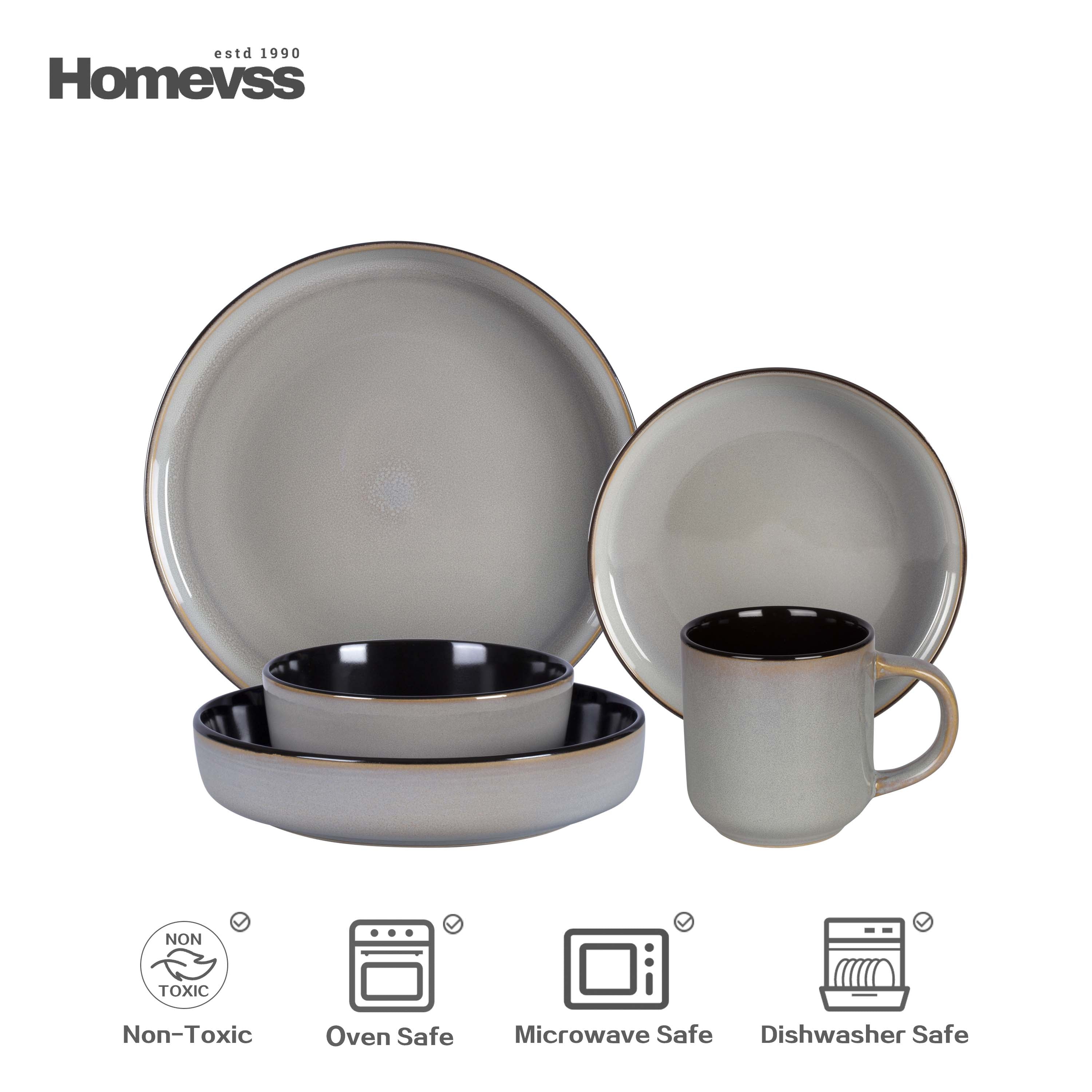 🎃Halloween-Ready🎃 Euro-Nordic Stoneware Dinnerware Set, Reactive Glaze