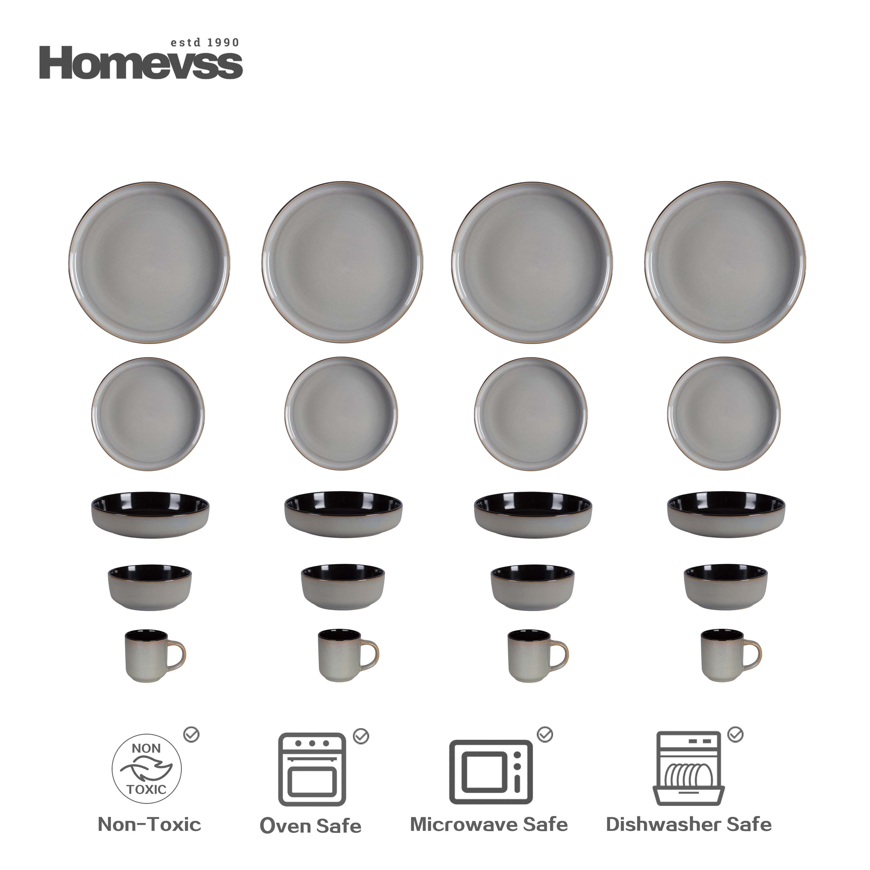 Euro-Nordic Stoneware Dinnerware Set, Reactive-Glaze,HW