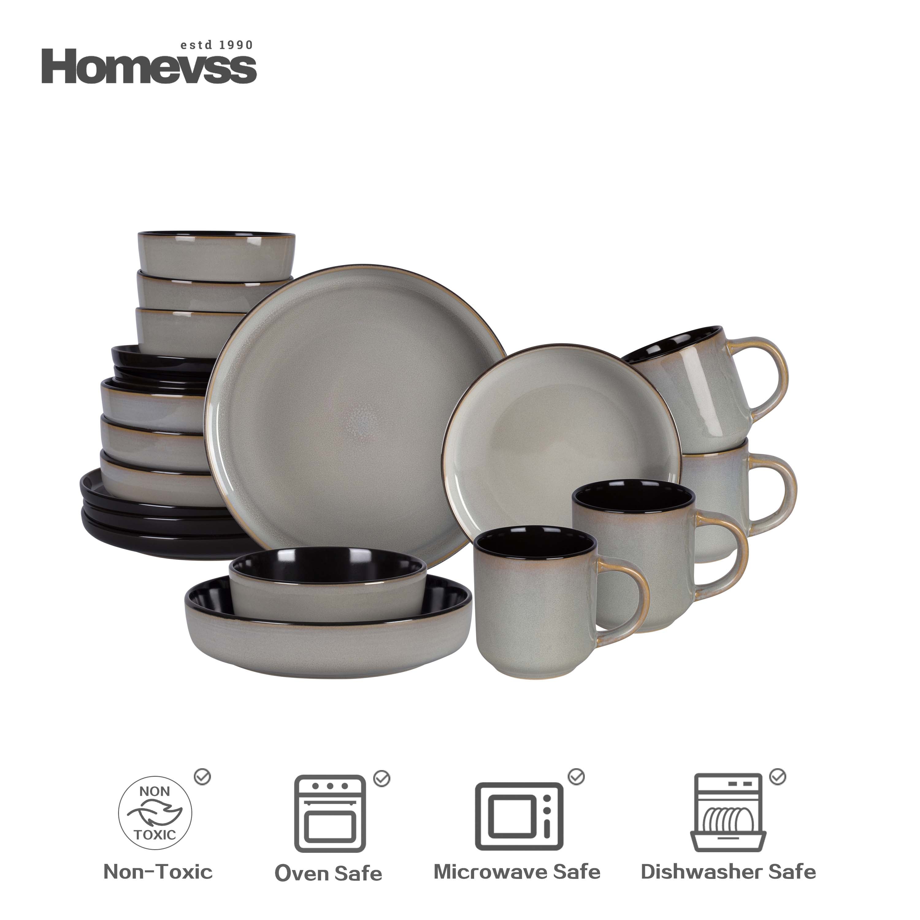 Euro-Nordic Stoneware Dinnerware Set, Reactive-Glaze,HW
