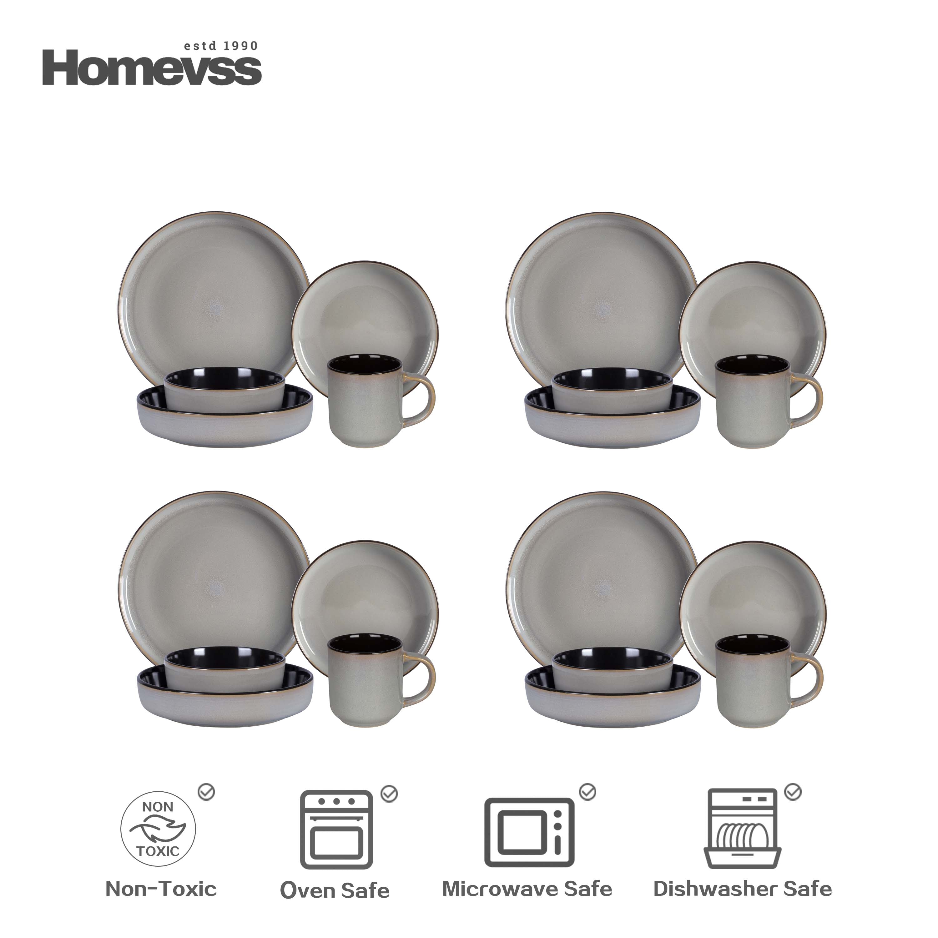 🎃Halloween-Ready🎃 Euro-Nordic Stoneware Dinnerware Set, Reactive Glaze