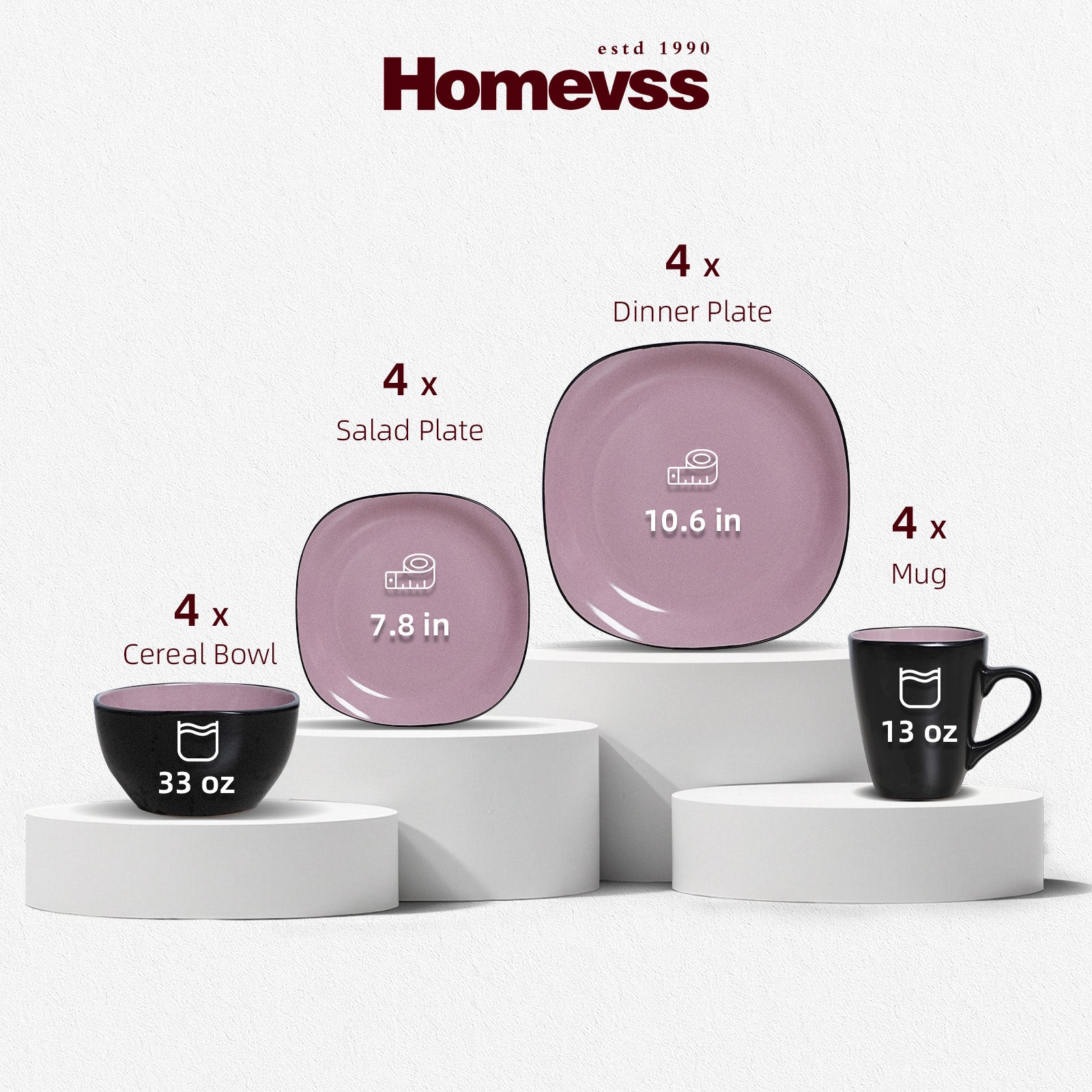 Stoneware Square Dinnerware Set,HW