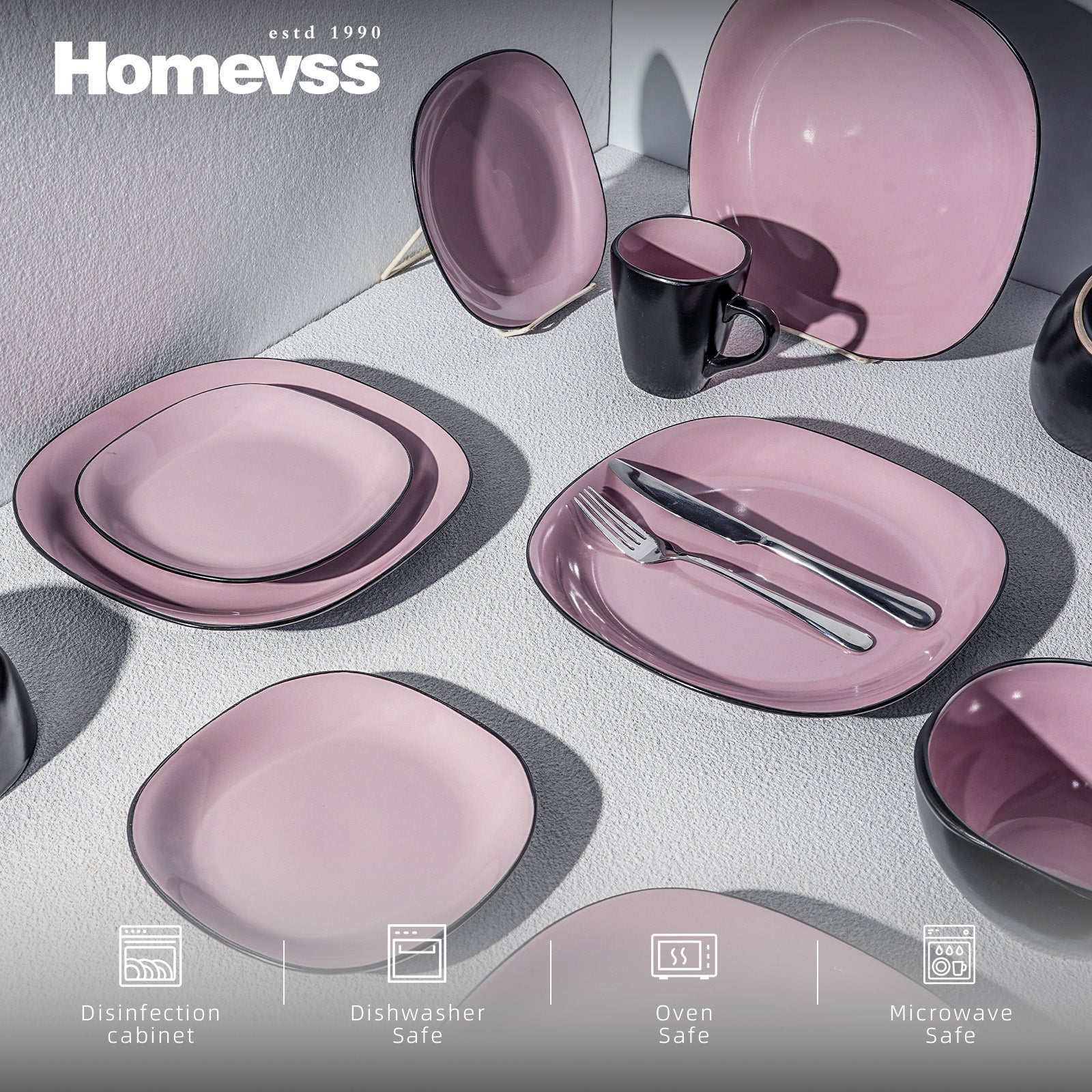 Stoneware Square Dinnerware Set,HW