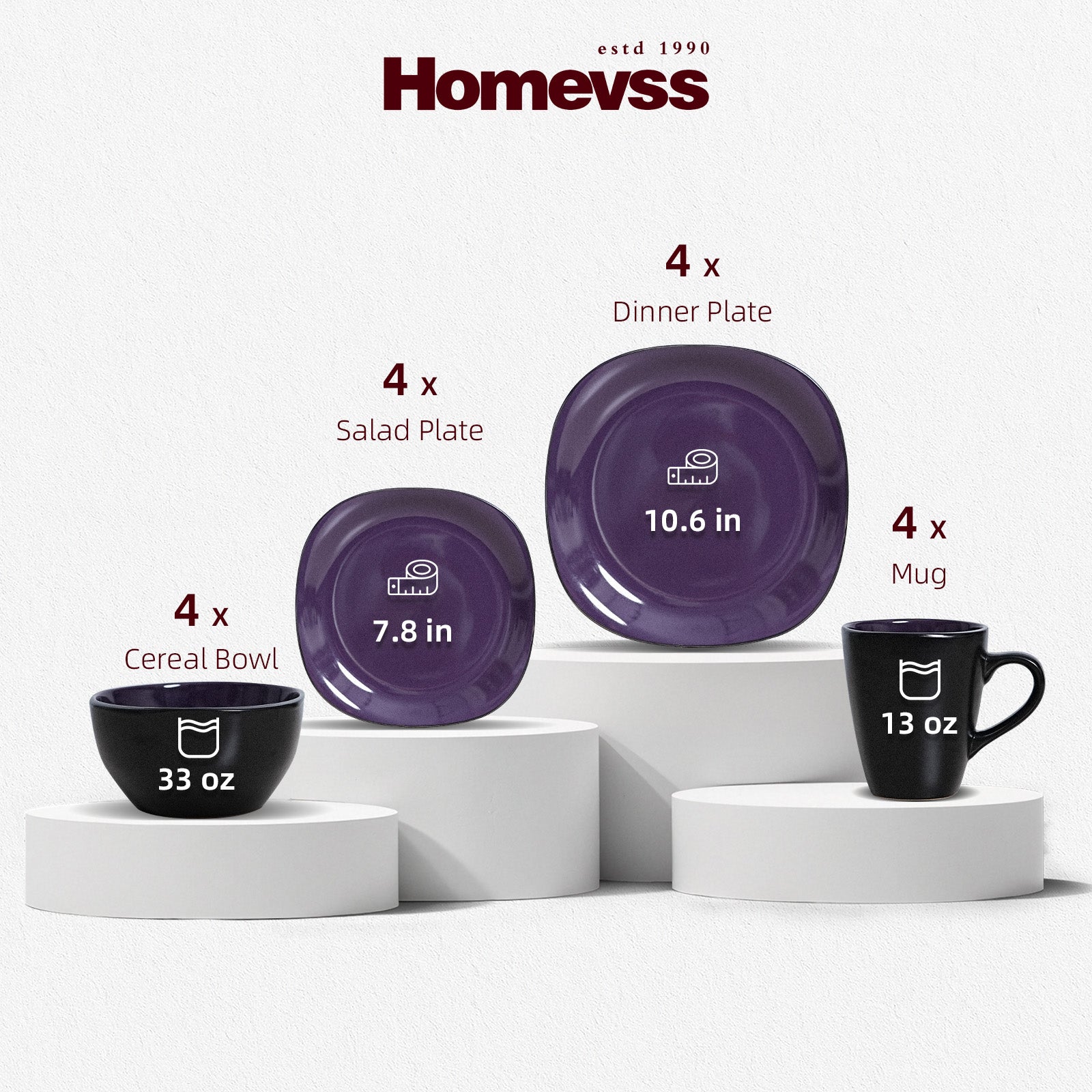 Stoneware Square Dinnerware Set,HW