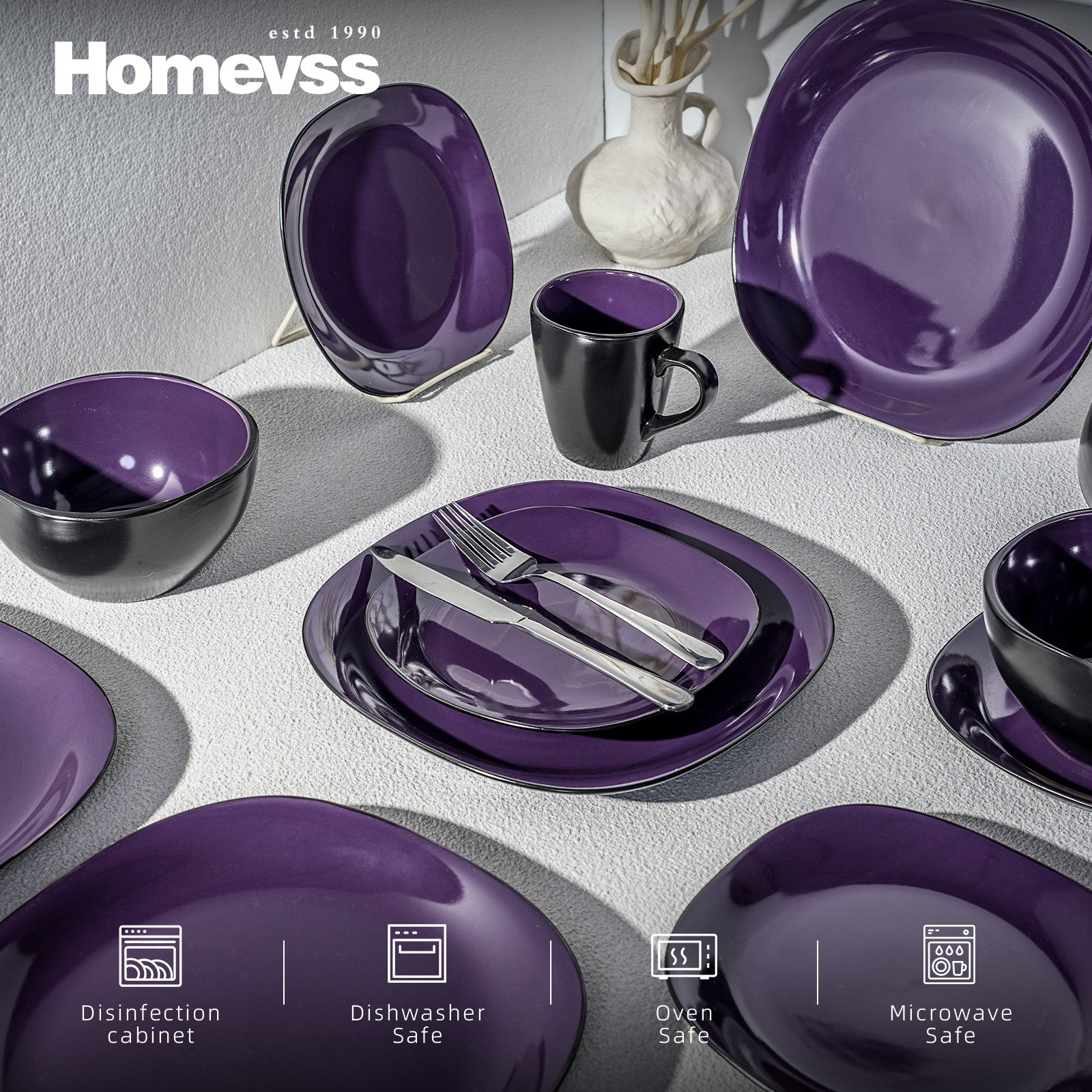 Stoneware Square Dinnerware Set,HW