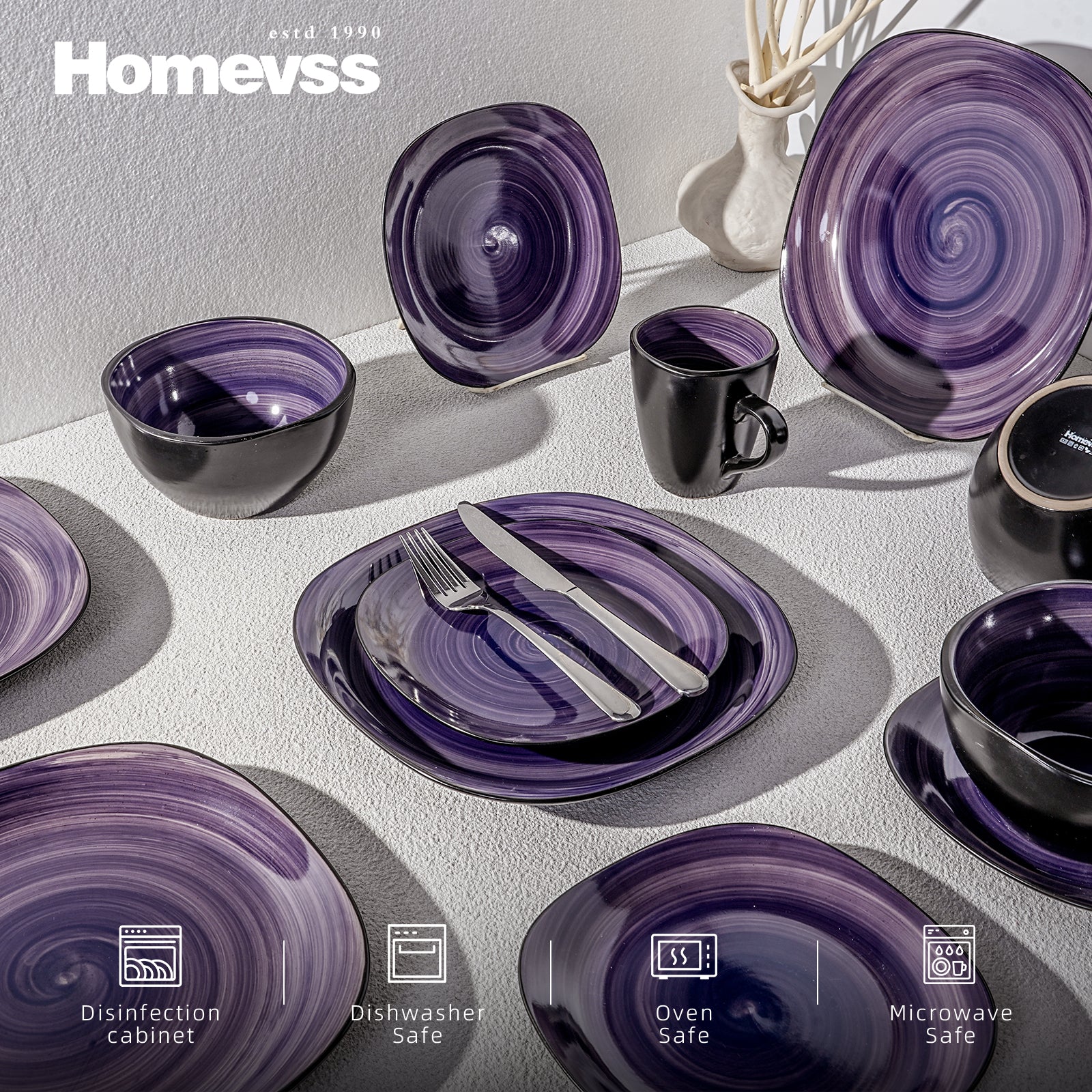 Stoneware Square Dinnerware Set,HW