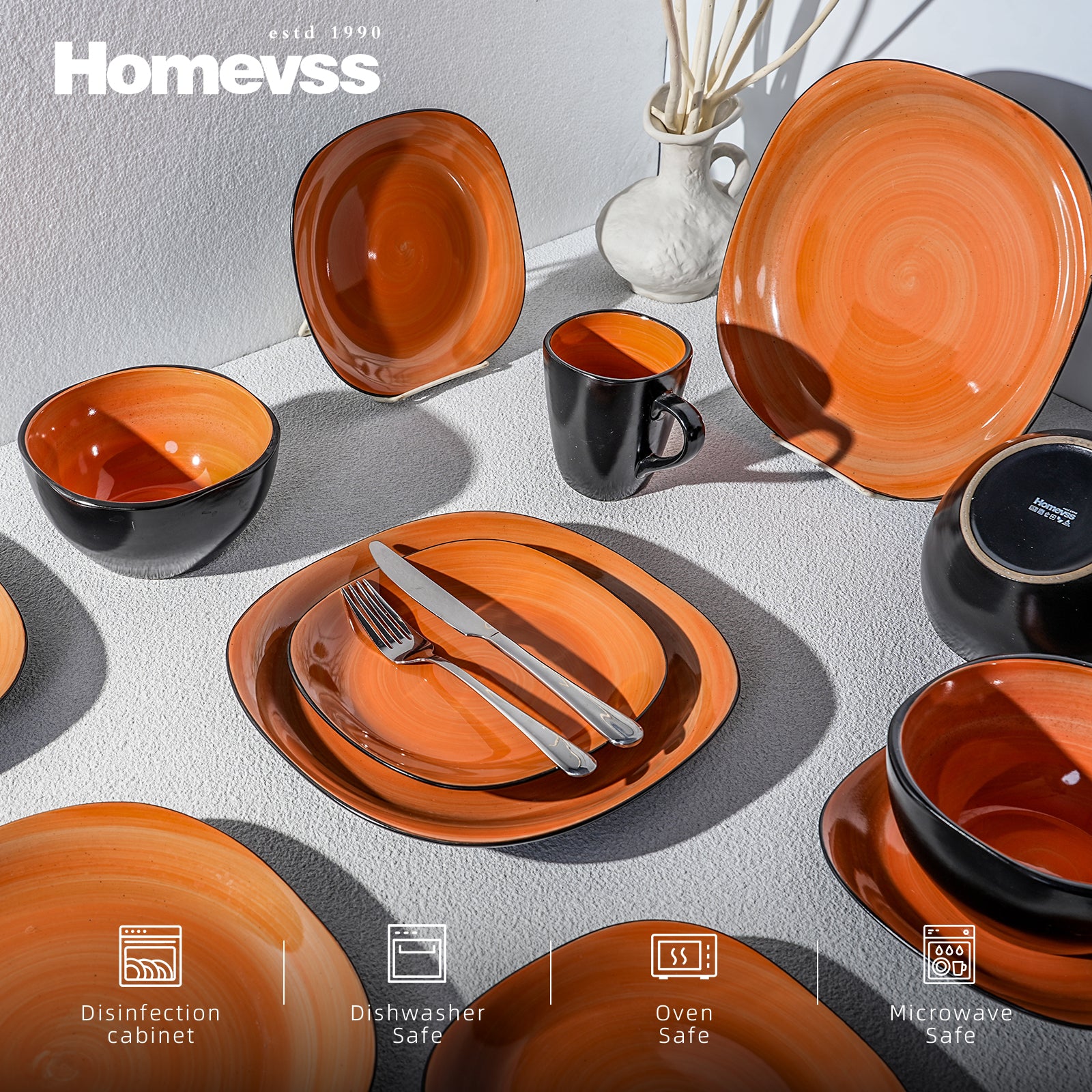 Stoneware Square Dinnerware Set,HW