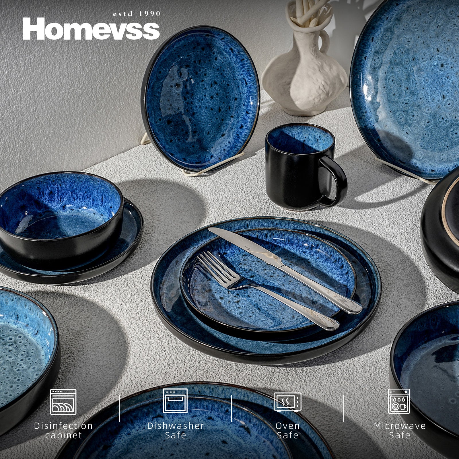 🎃Halloween-Ready🎃 Euro-Nordic Stoneware Dinnerware Set, Reactive Glaze