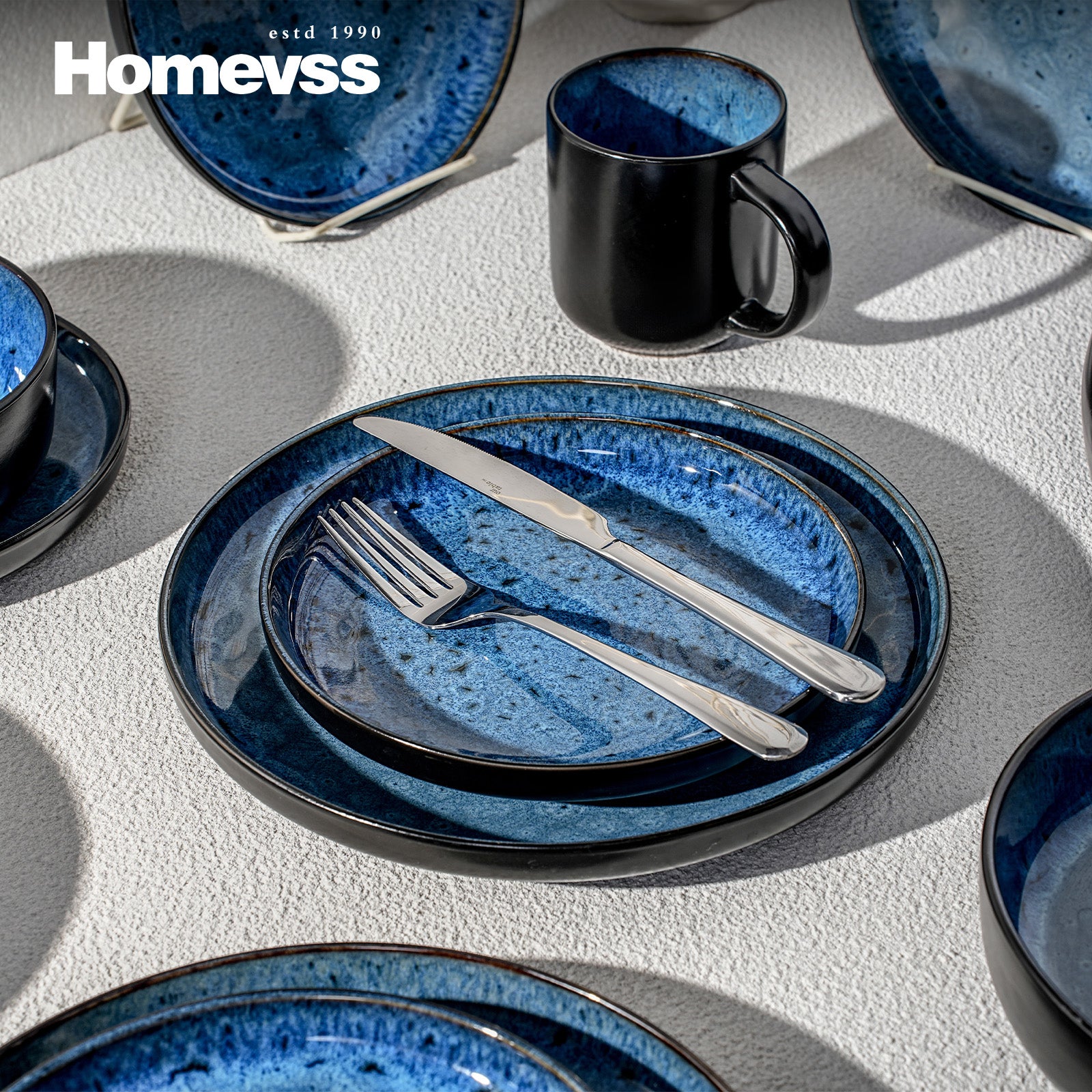 🎃Halloween-Ready🎃 Euro-Nordic Stoneware Dinnerware Set, Reactive Glaze