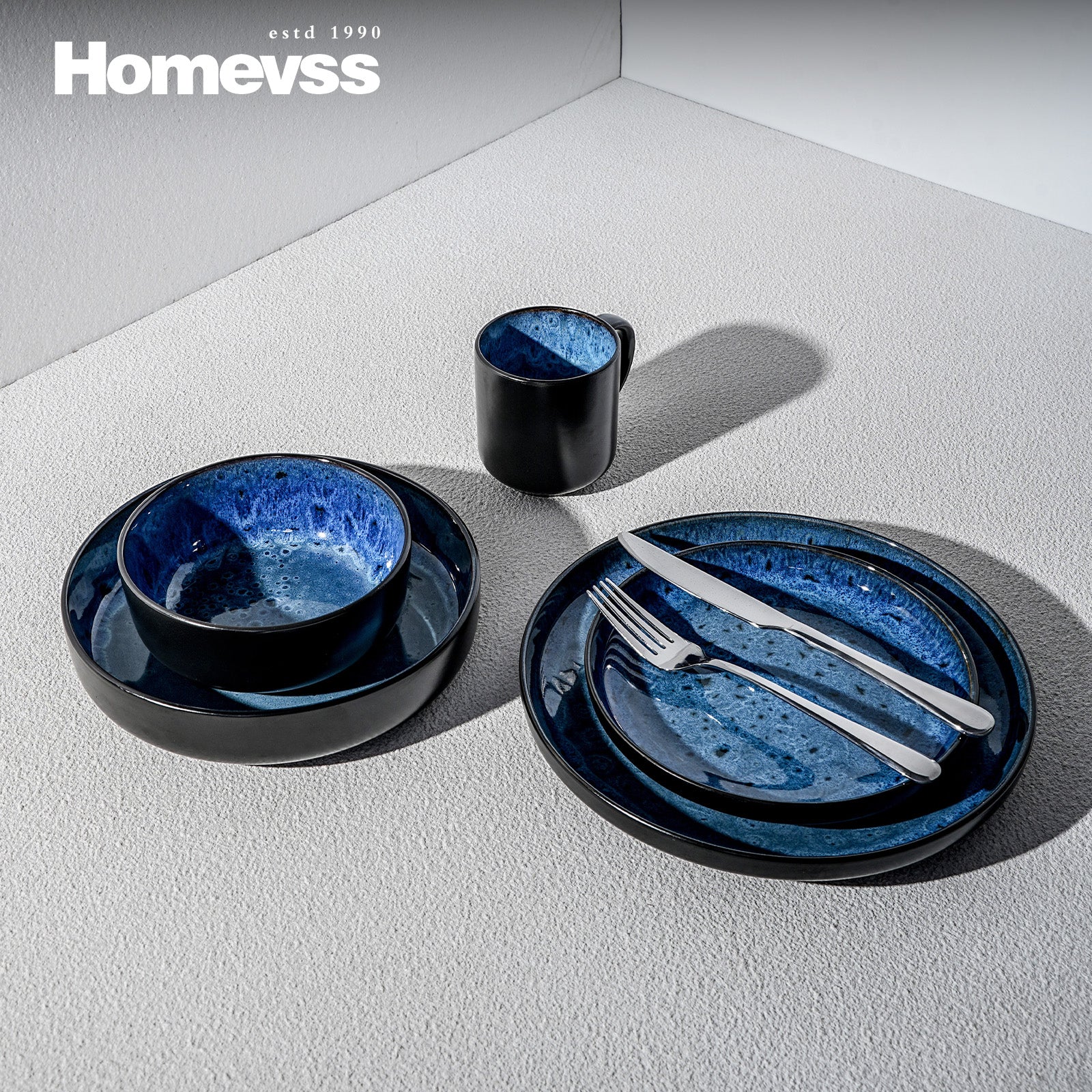 Euro-Nordic Stoneware Dinnerware Set, Reactive-Glaze,HW