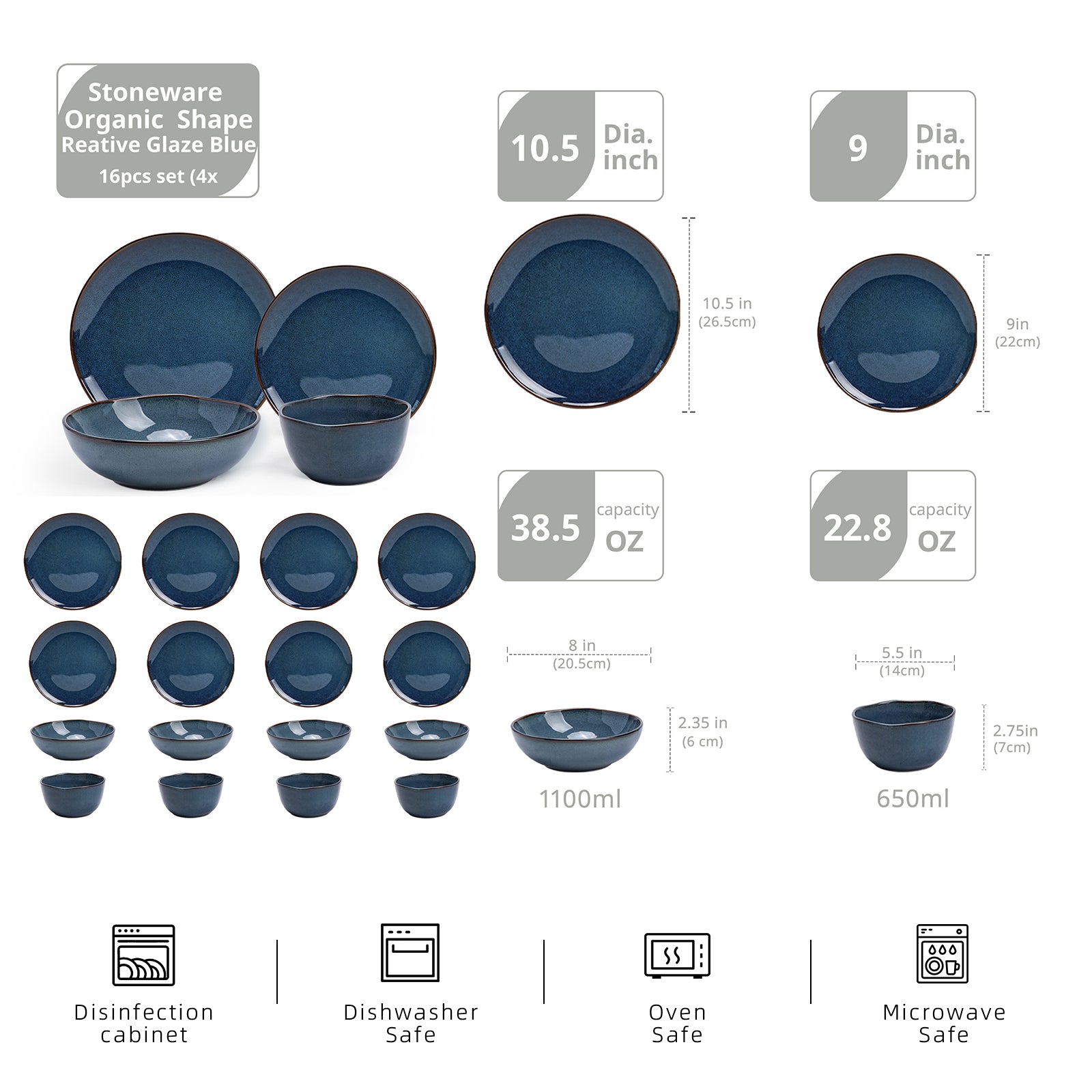 Organic Shape Stoneware Dinnerware Set,HW