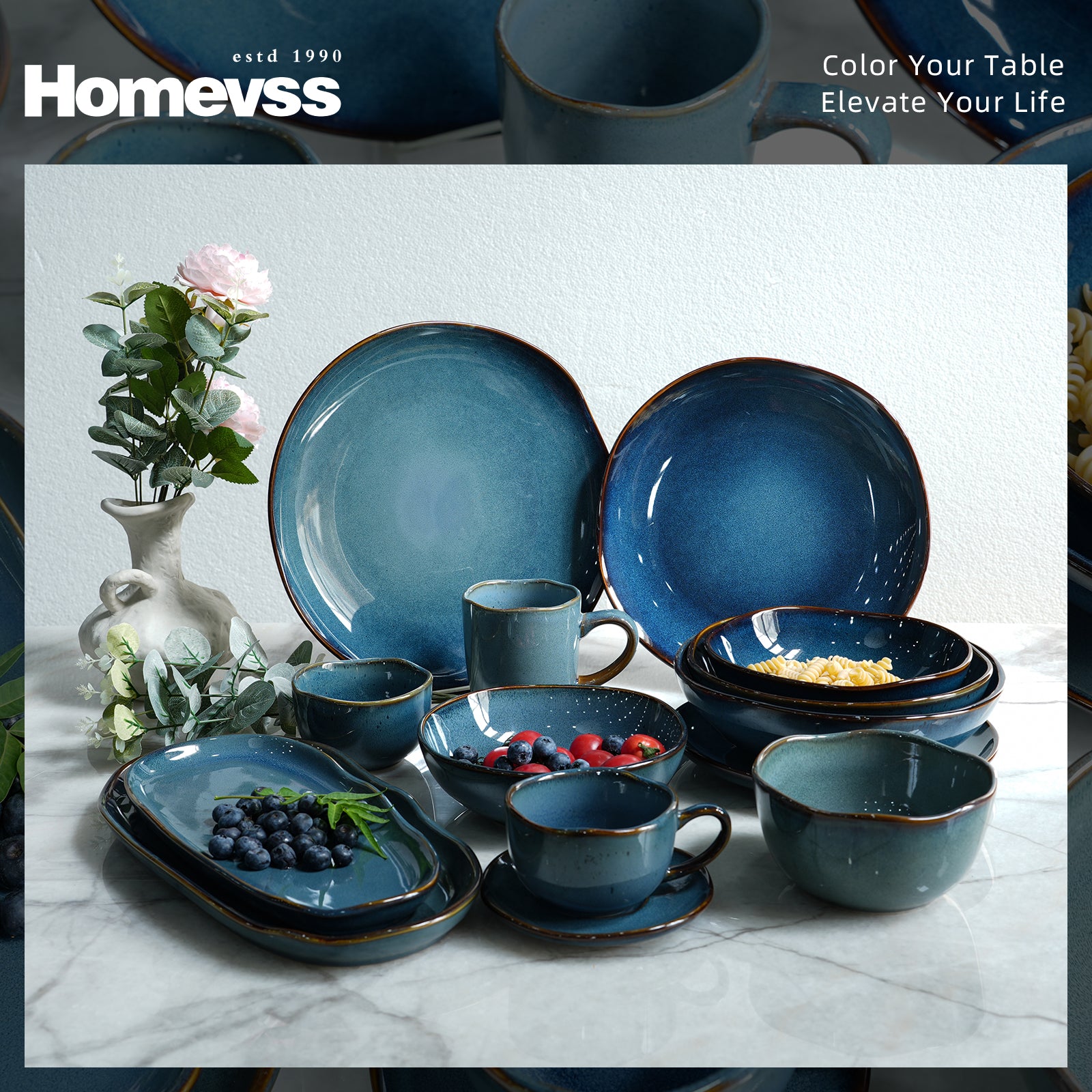 Organic Shape Stoneware Dinnerware Set,HW