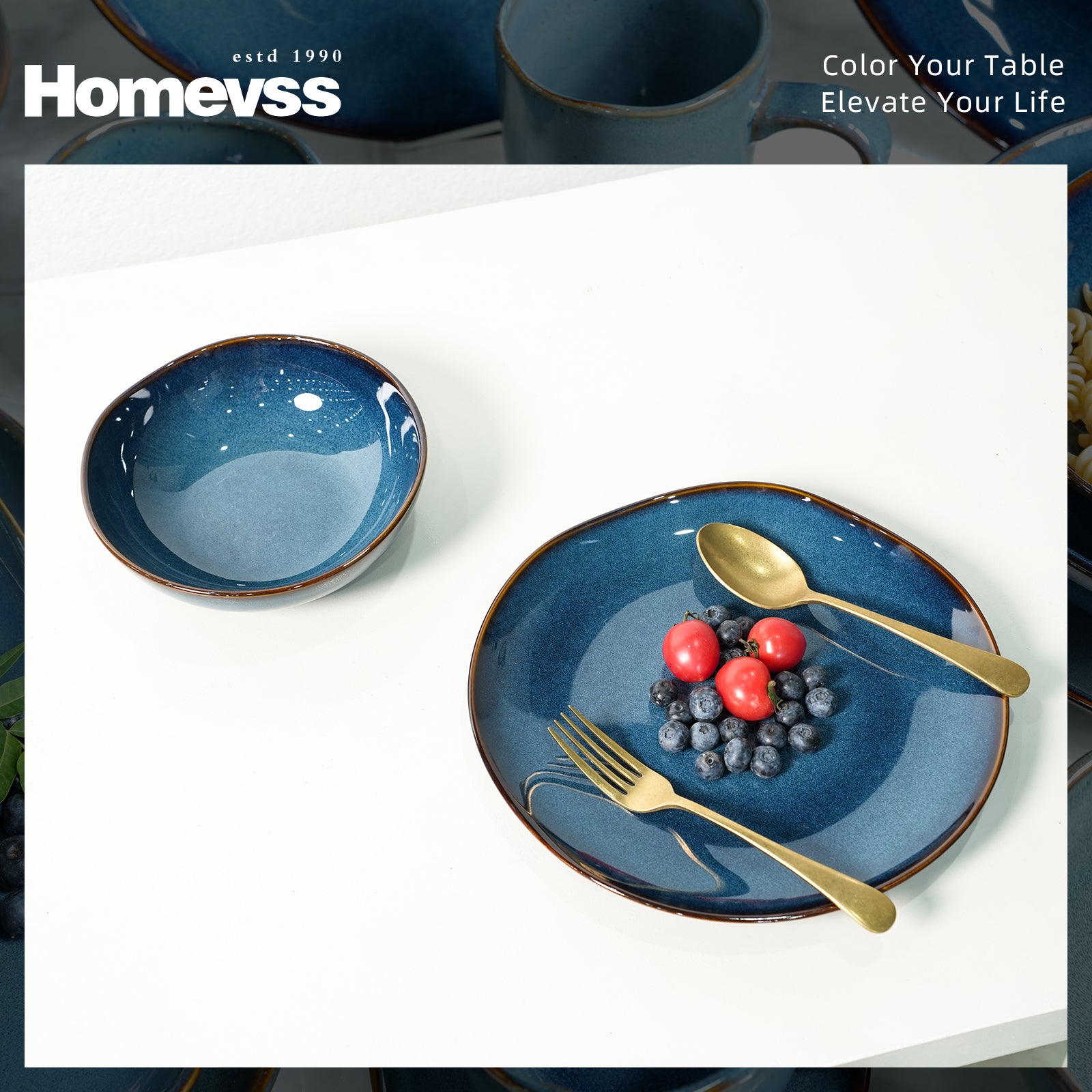 Organic Shape Stoneware Dinnerware Set,HW