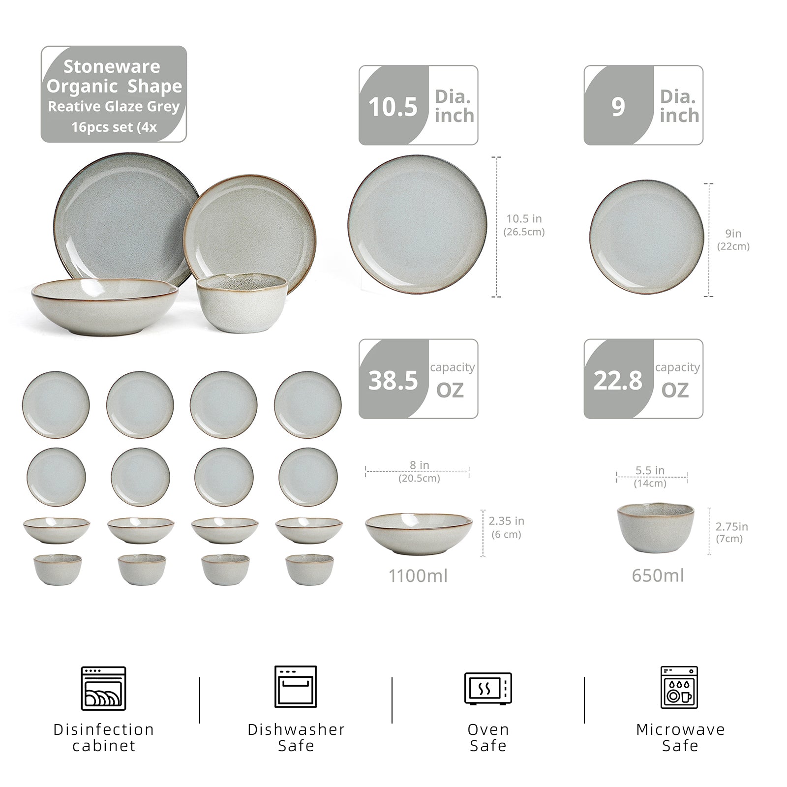Organic Shape Stoneware Dinnerware Set,HW