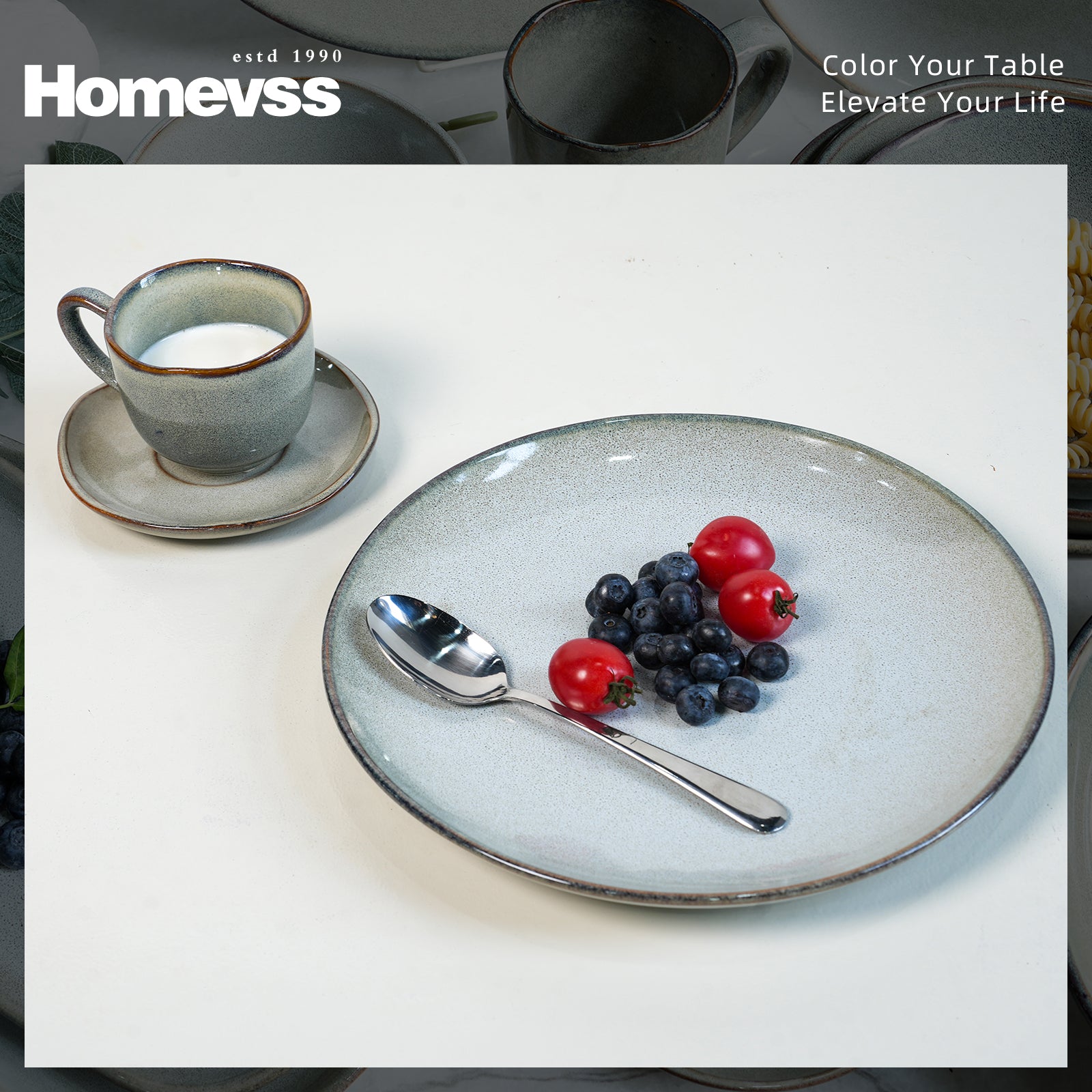 Organic Shape Stoneware Dinnerware Set,HW