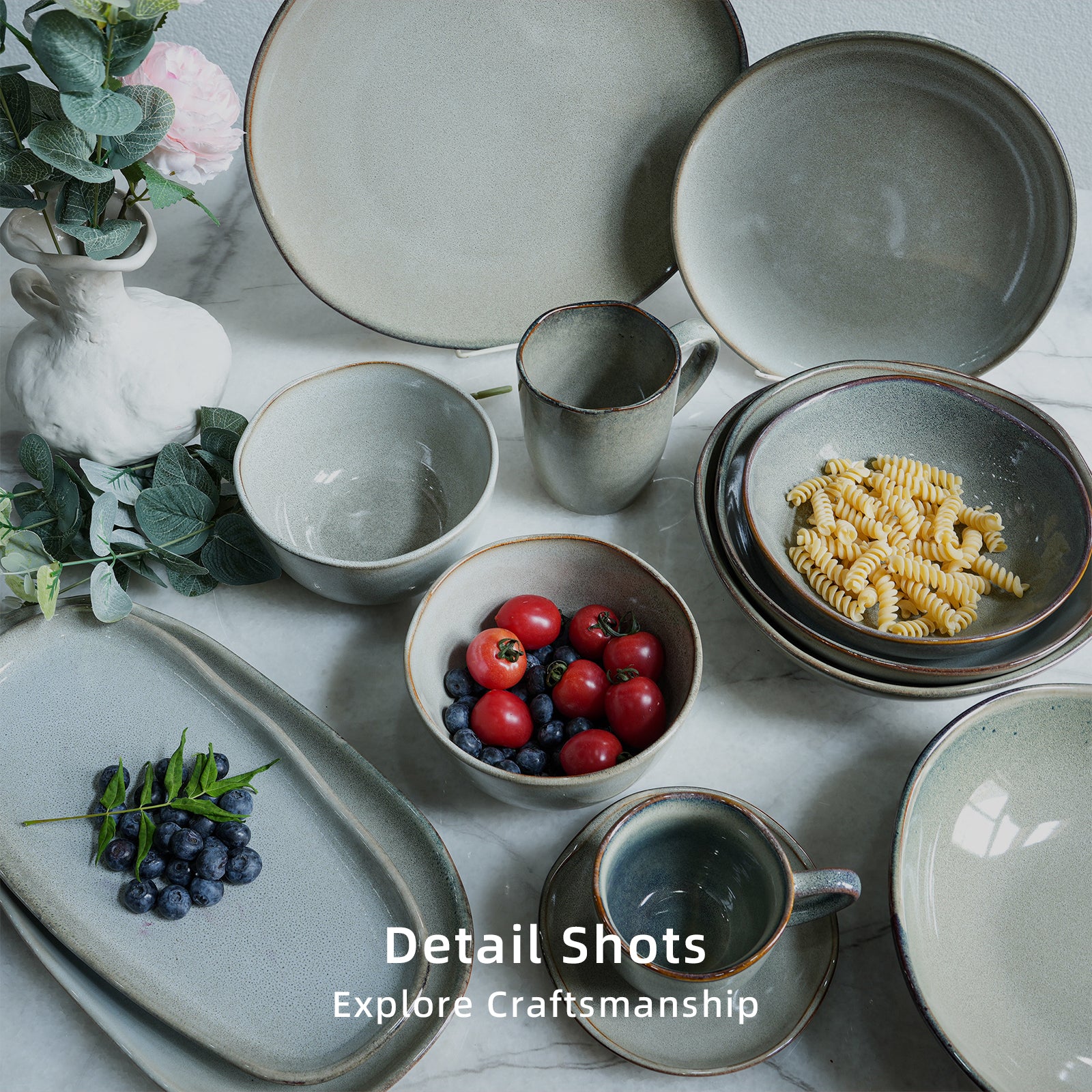 Organic Shape Stoneware Dinnerware Set,HW