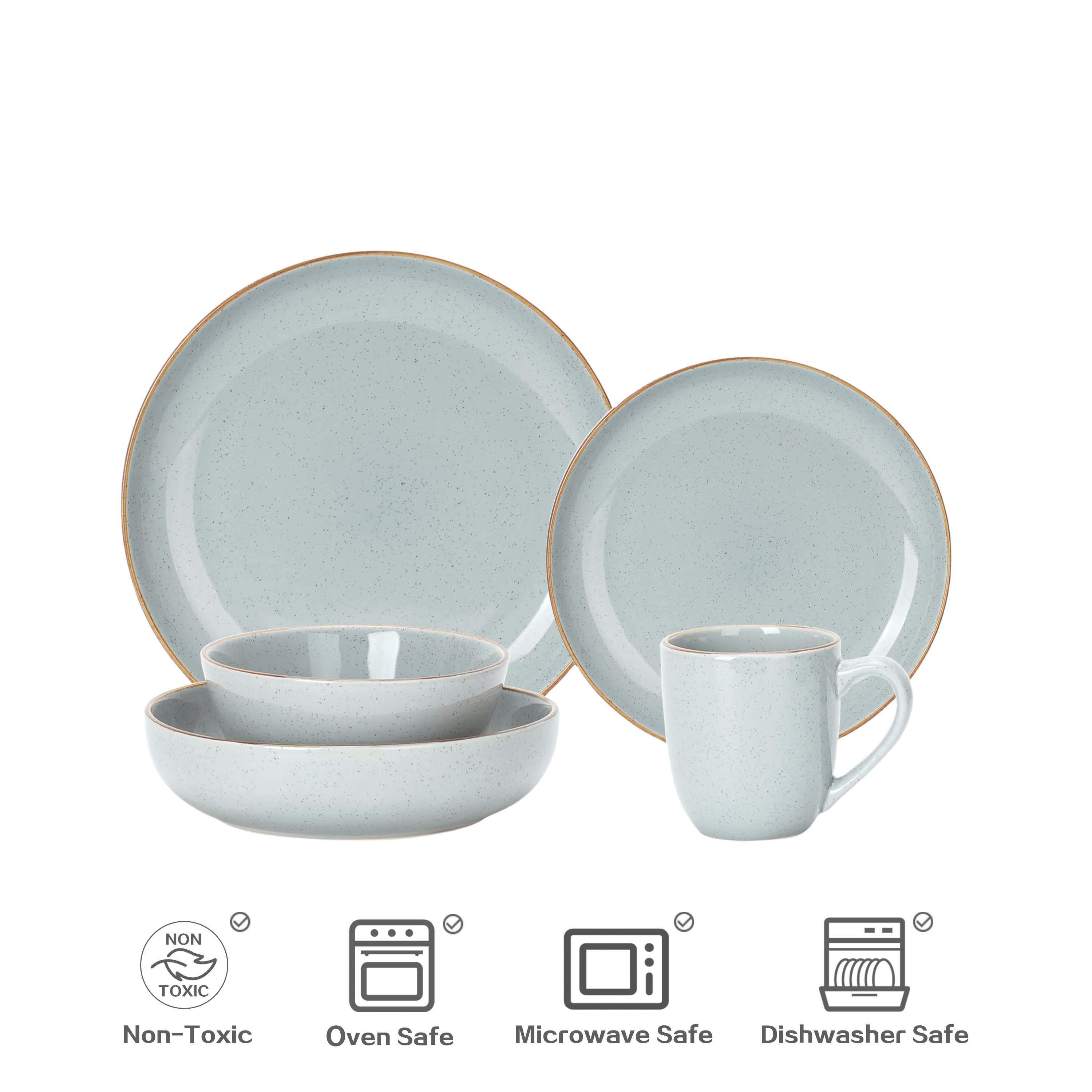 🎃Halloween-Ready🎃 Euro-Nordic Speckled Stoneware Dinnerware Set