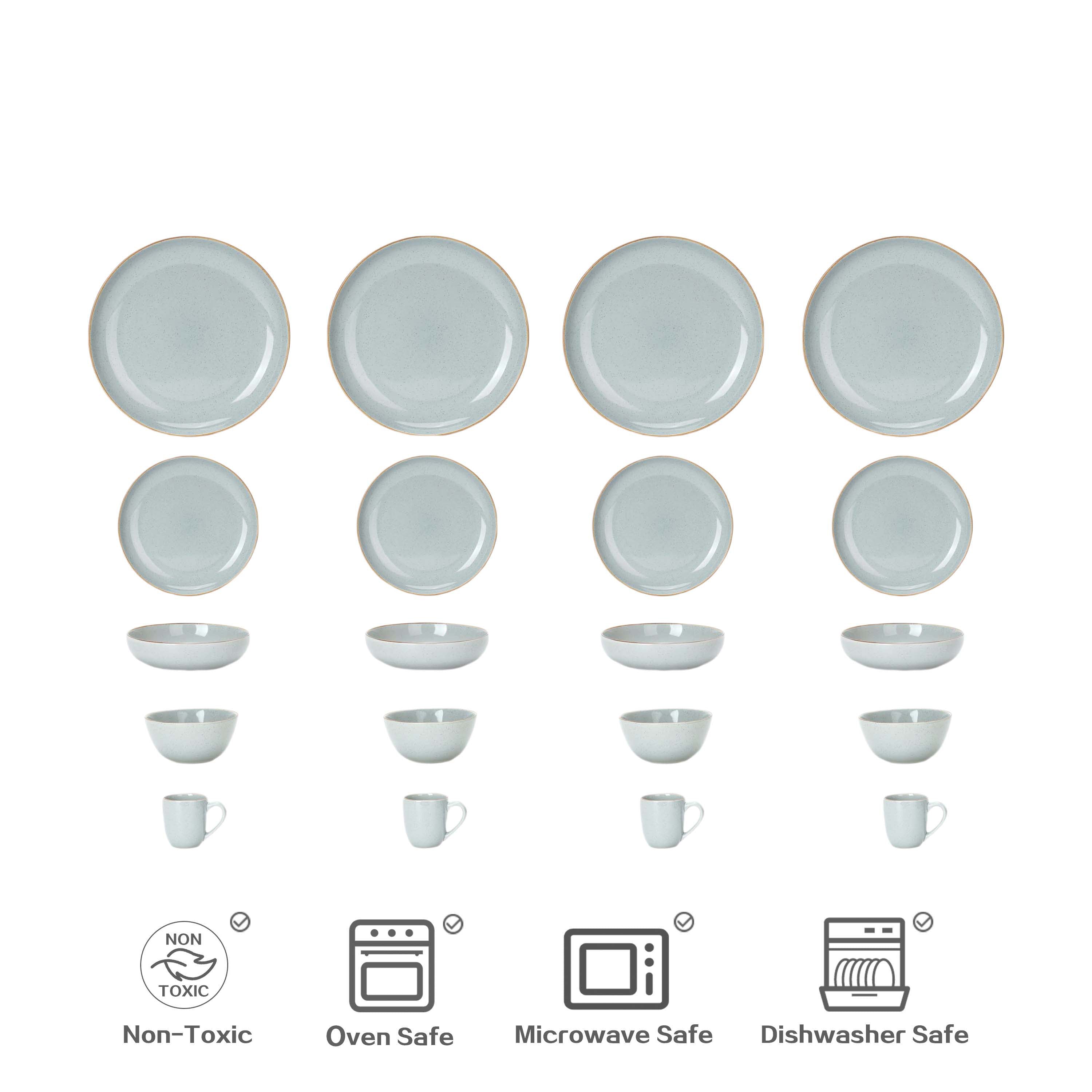 🎃Halloween-Ready🎃 Euro-Nordic Speckled Stoneware Dinnerware Set