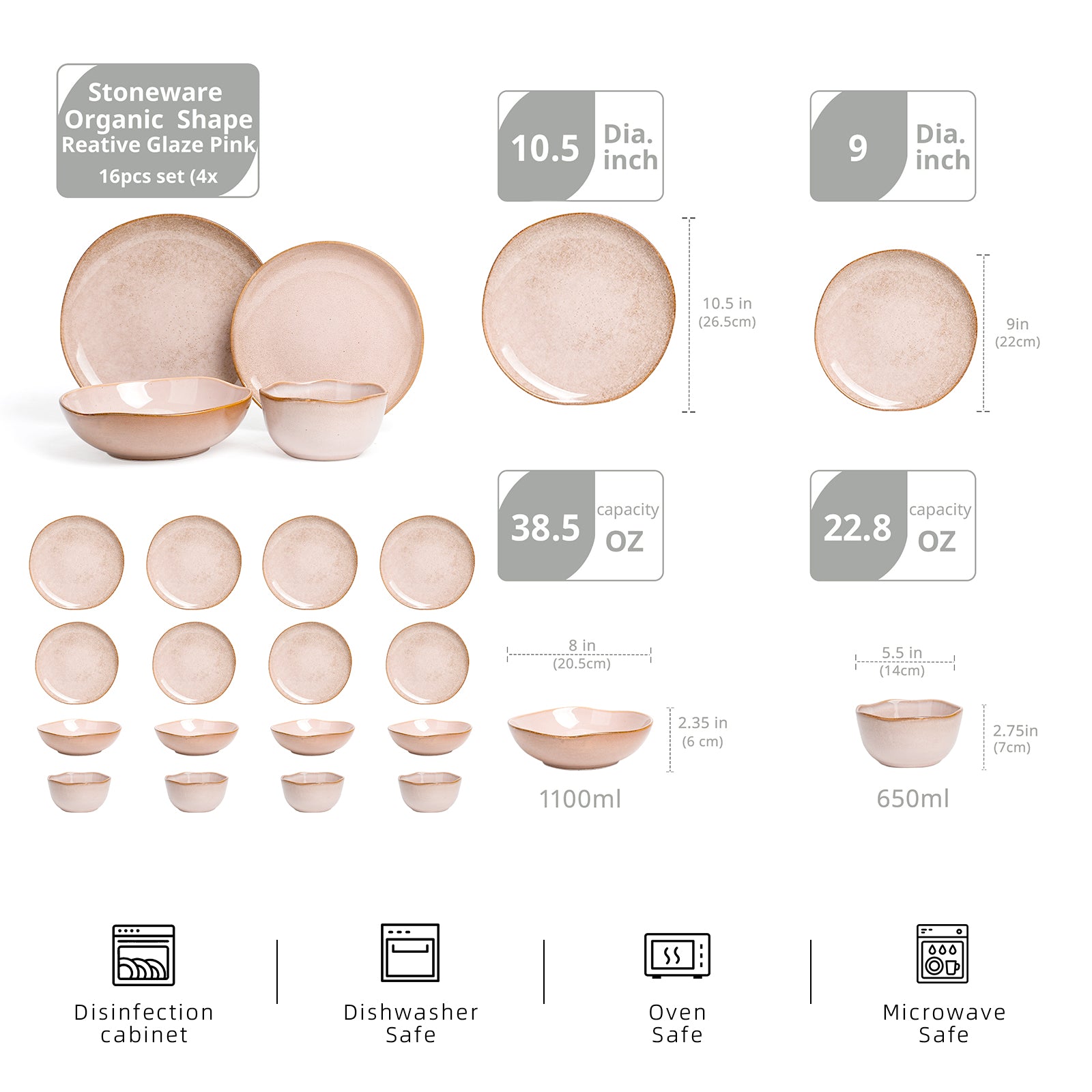 Organic Shape Stoneware Dinnerware Set,HW