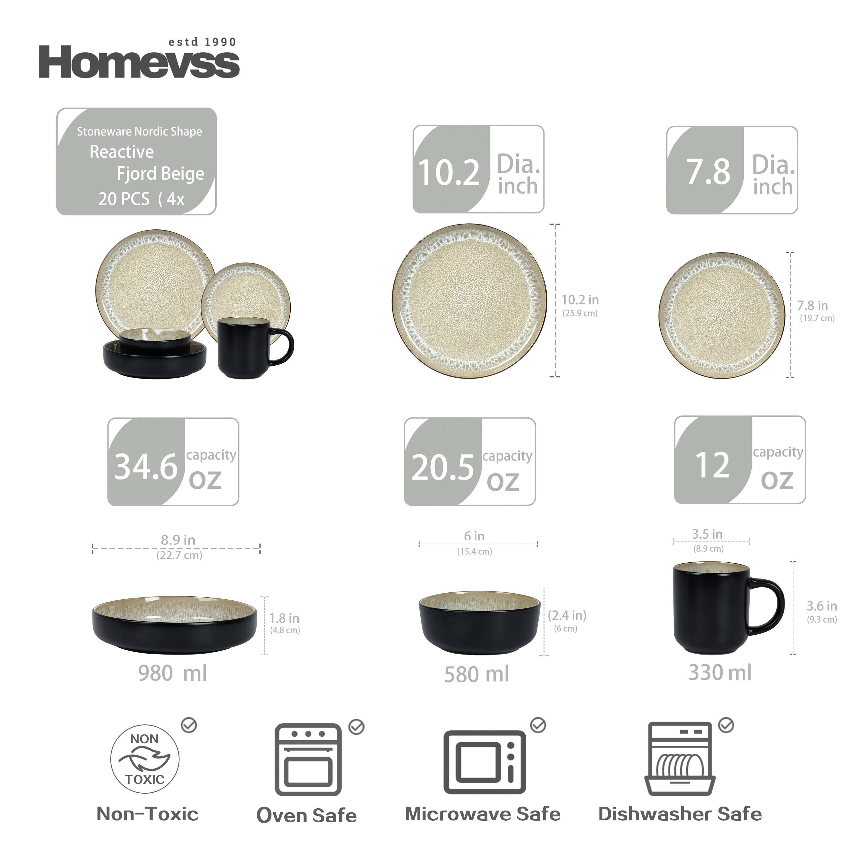 🎃Halloween-Ready🎃 Euro-Nordic Stoneware Dinnerware Set, Reactive Glaze