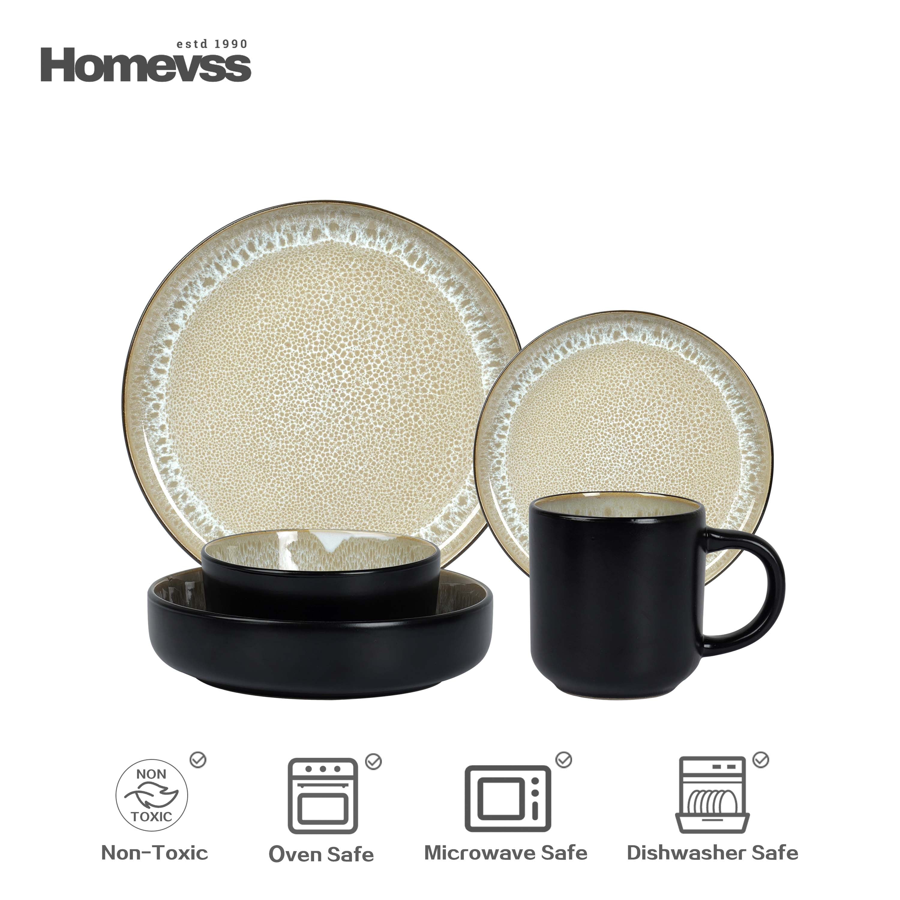 🎃Halloween-Ready🎃 Euro-Nordic Stoneware Dinnerware Set, Reactive Glaze