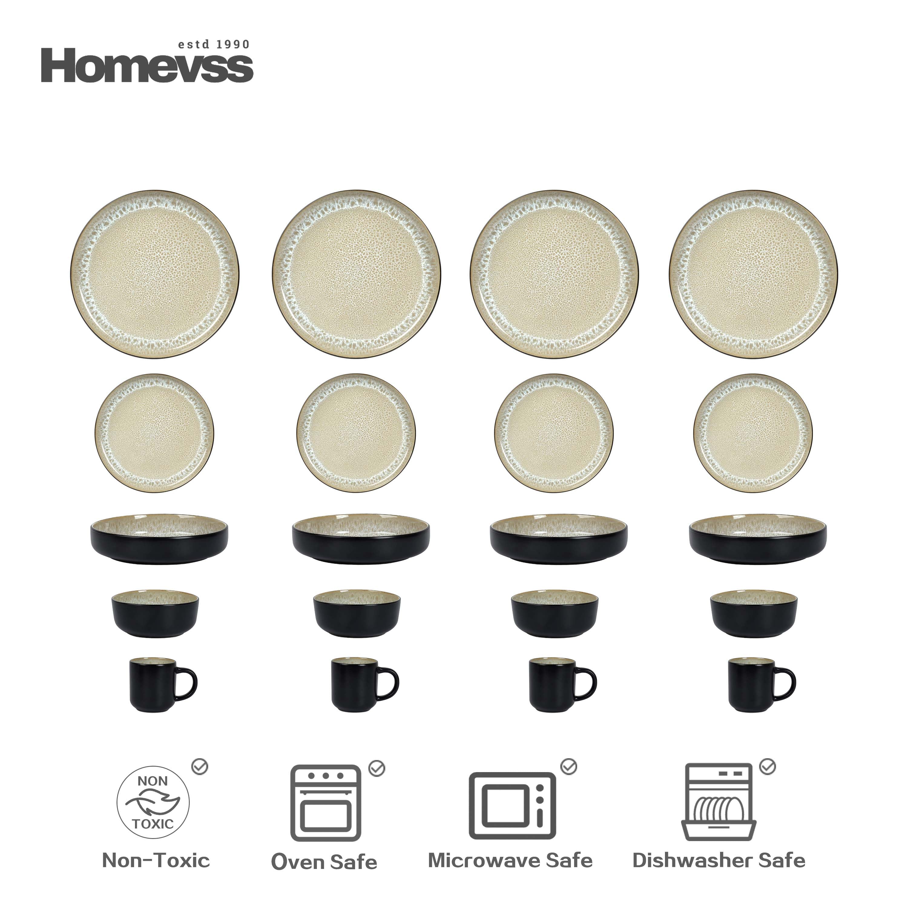 Euro-Nordic Stoneware Dinnerware Set, Reactive-Glaze,HW