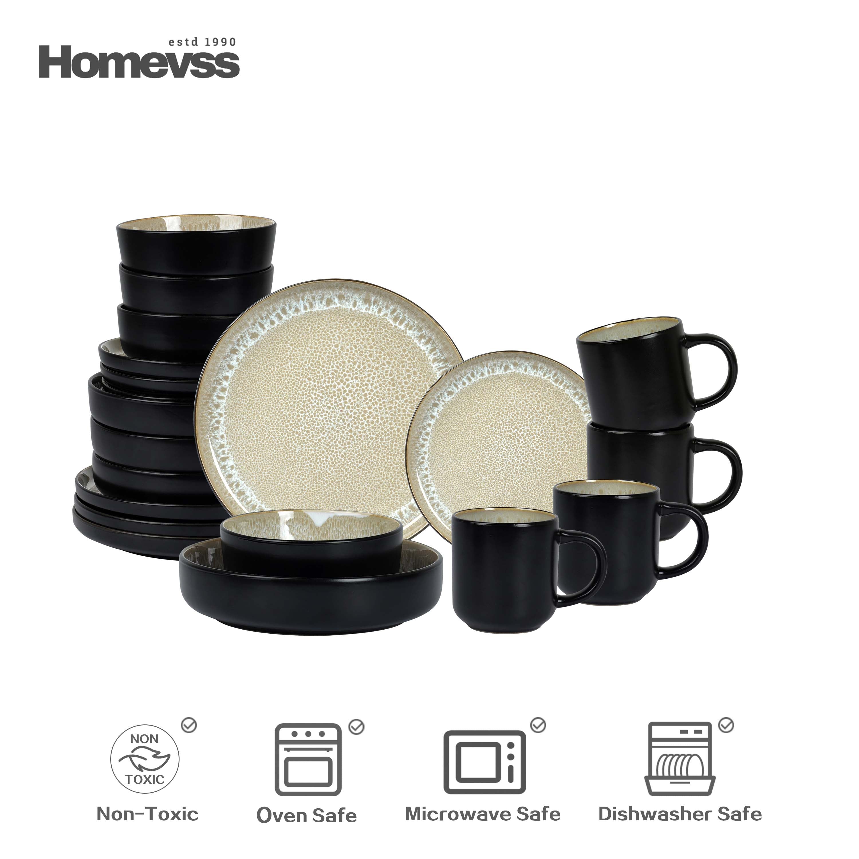 Euro-Nordic Stoneware Dinnerware Set, Reactive-Glaze,HW