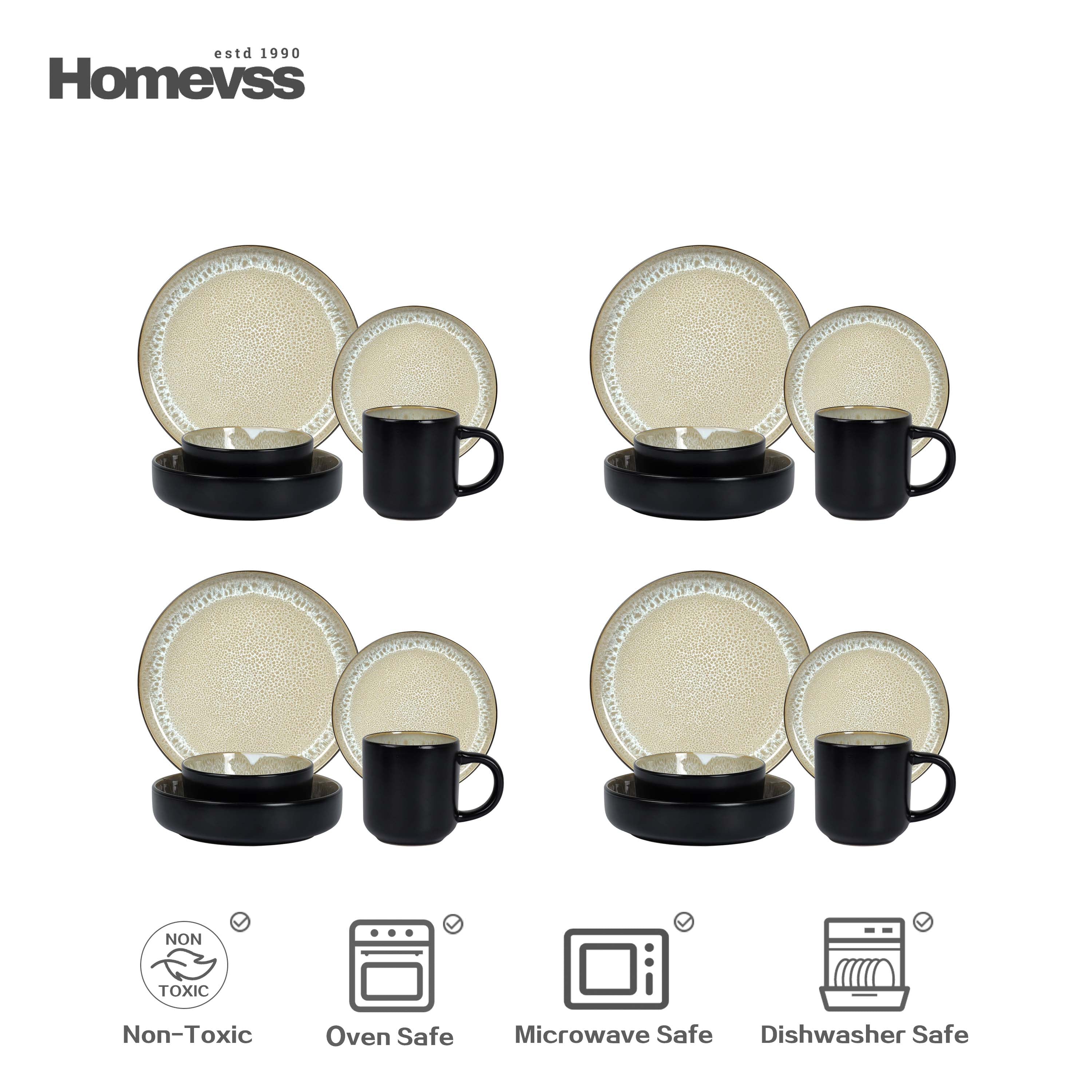 Euro-Nordic Stoneware Dinnerware Set, Reactive-Glaze,HW