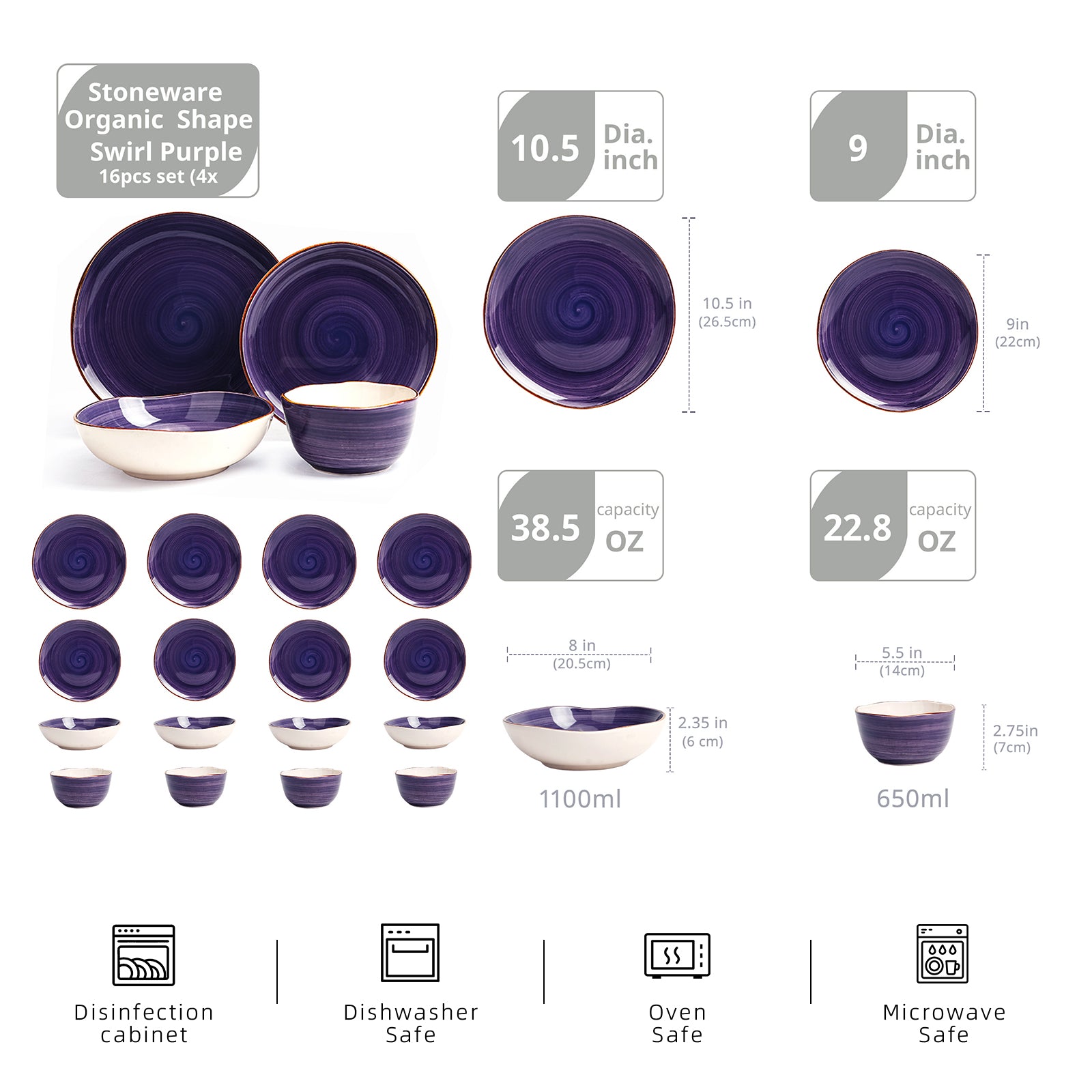 Organic Shape Stoneware Dinnerware Set,HW