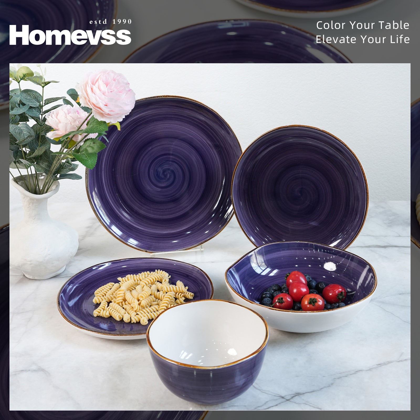 Organic Shape Stoneware Dinnerware Set,HW