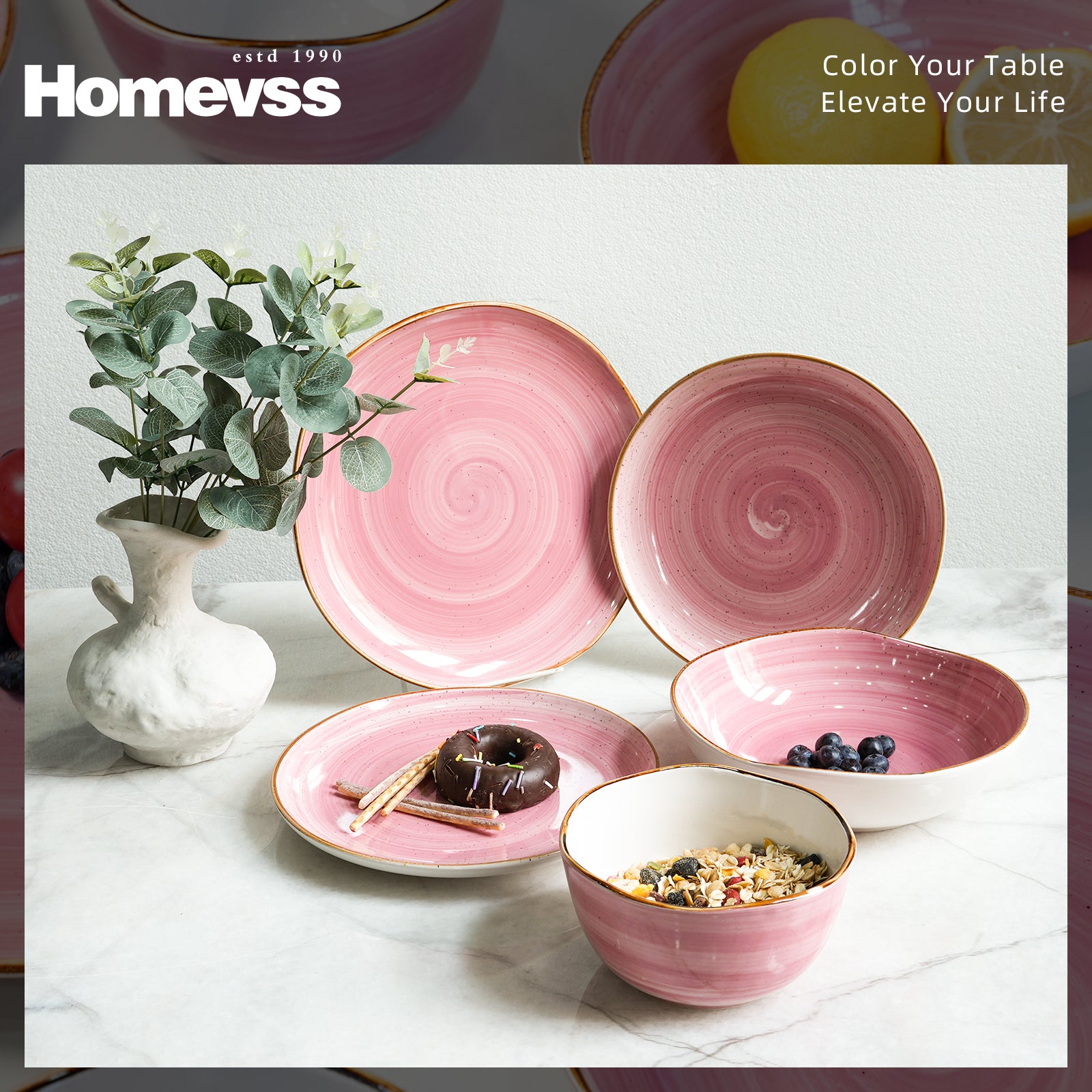 Organic Shape Stoneware Dinnerware Set,HW