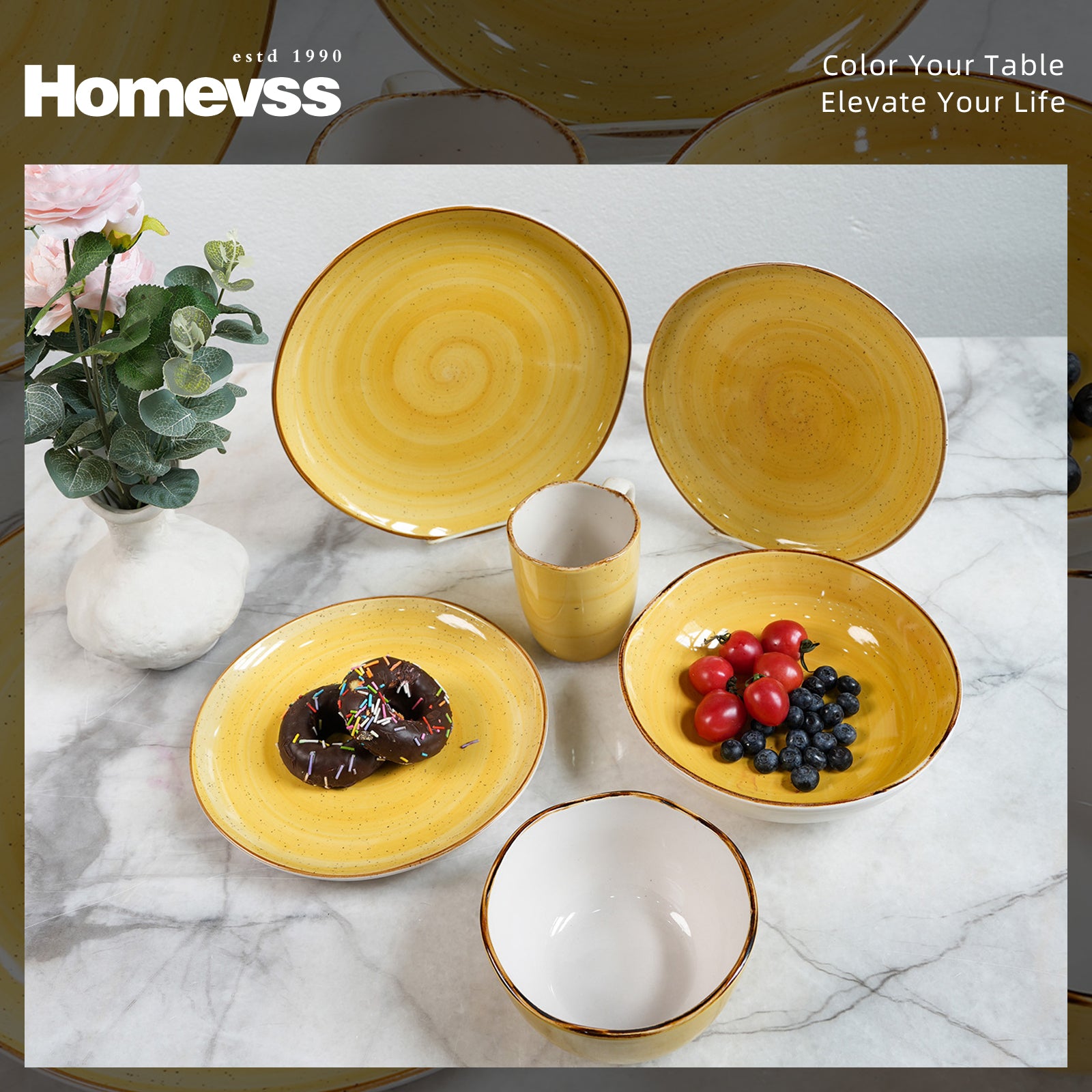 Organic Shape Stoneware Dinnerware Set,HW