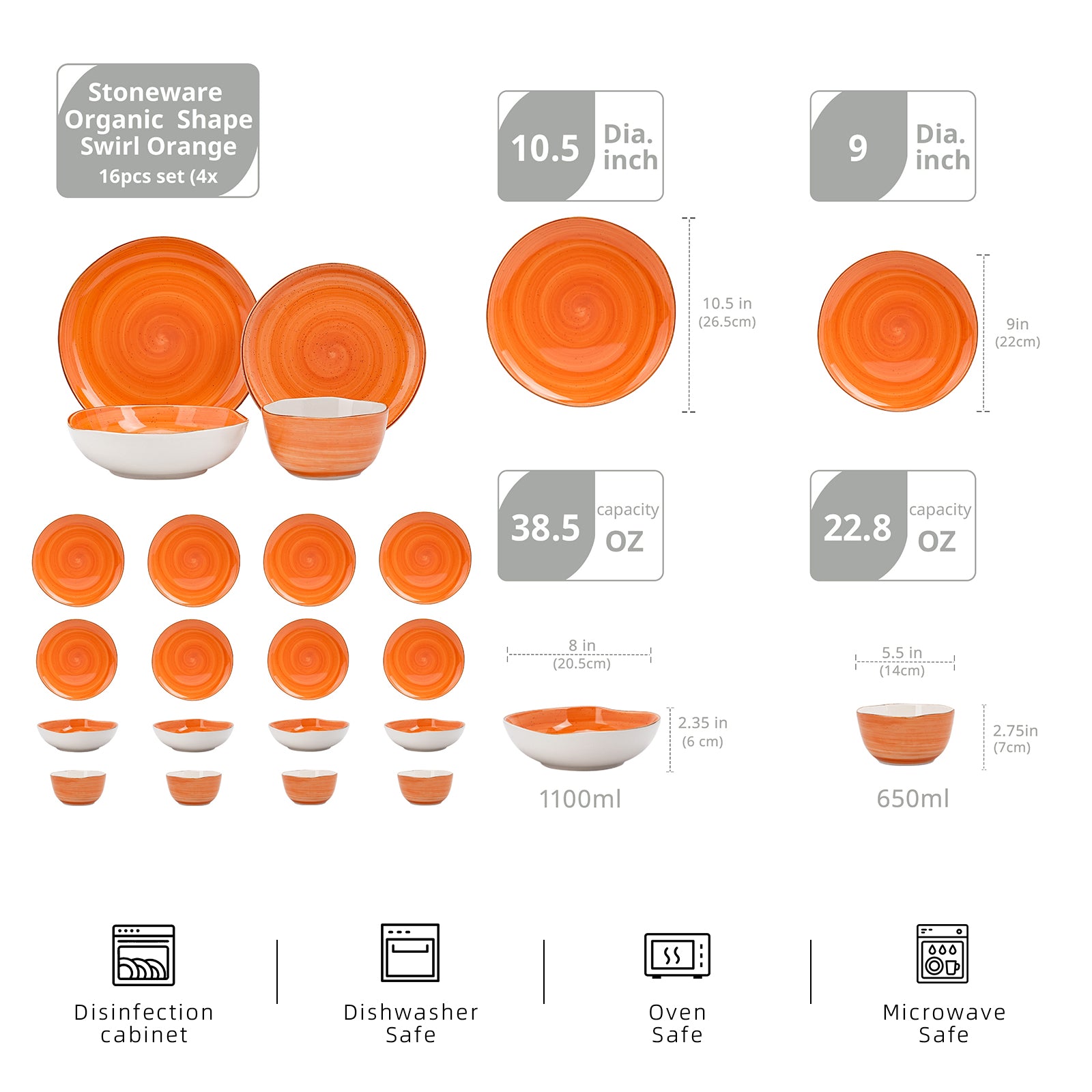 Organic Shape Stoneware Dinnerware Set,HW